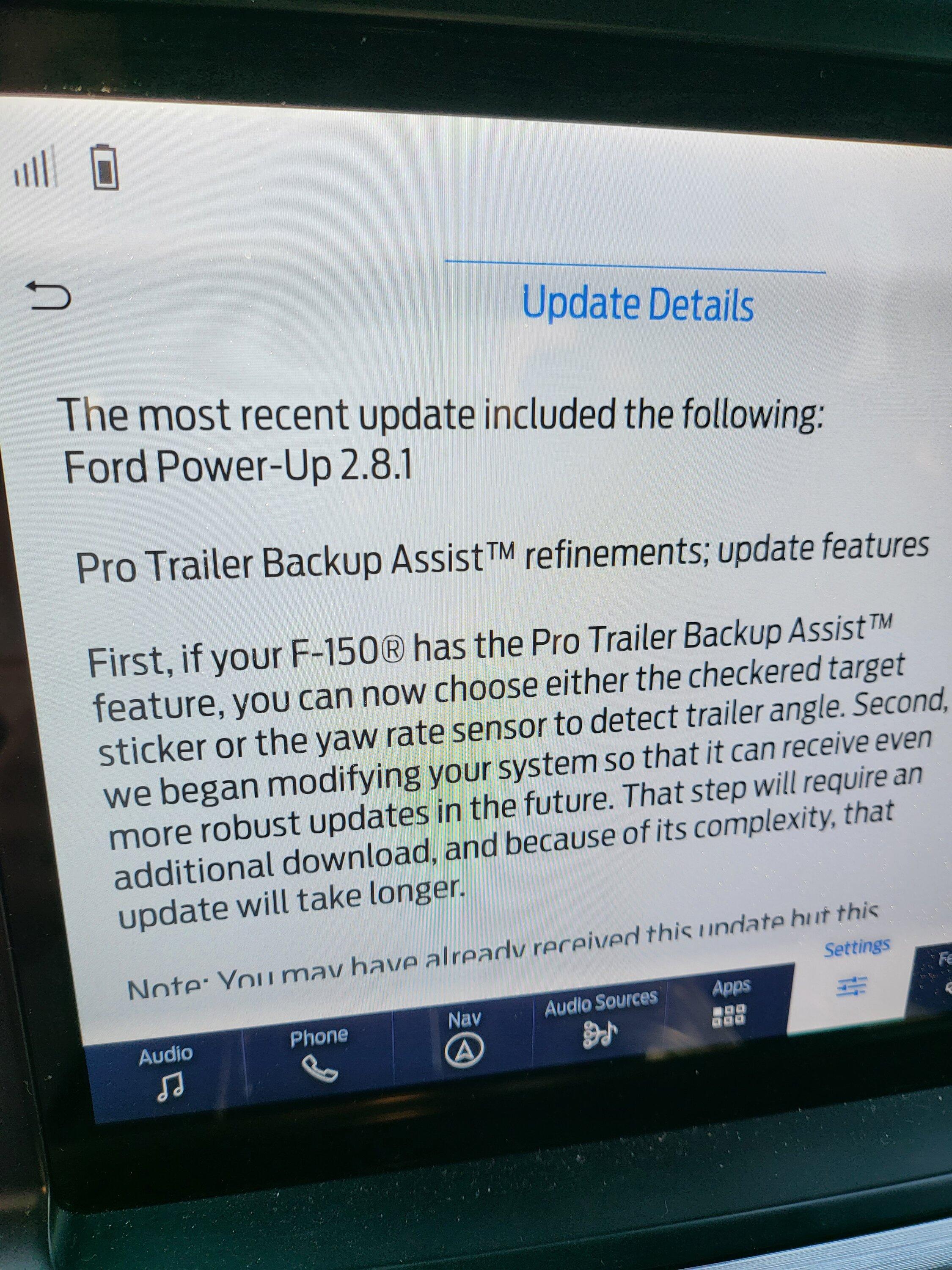Ford F-150 2.8.3 OTA and Cameras working while in motion....but... 20220812_081918