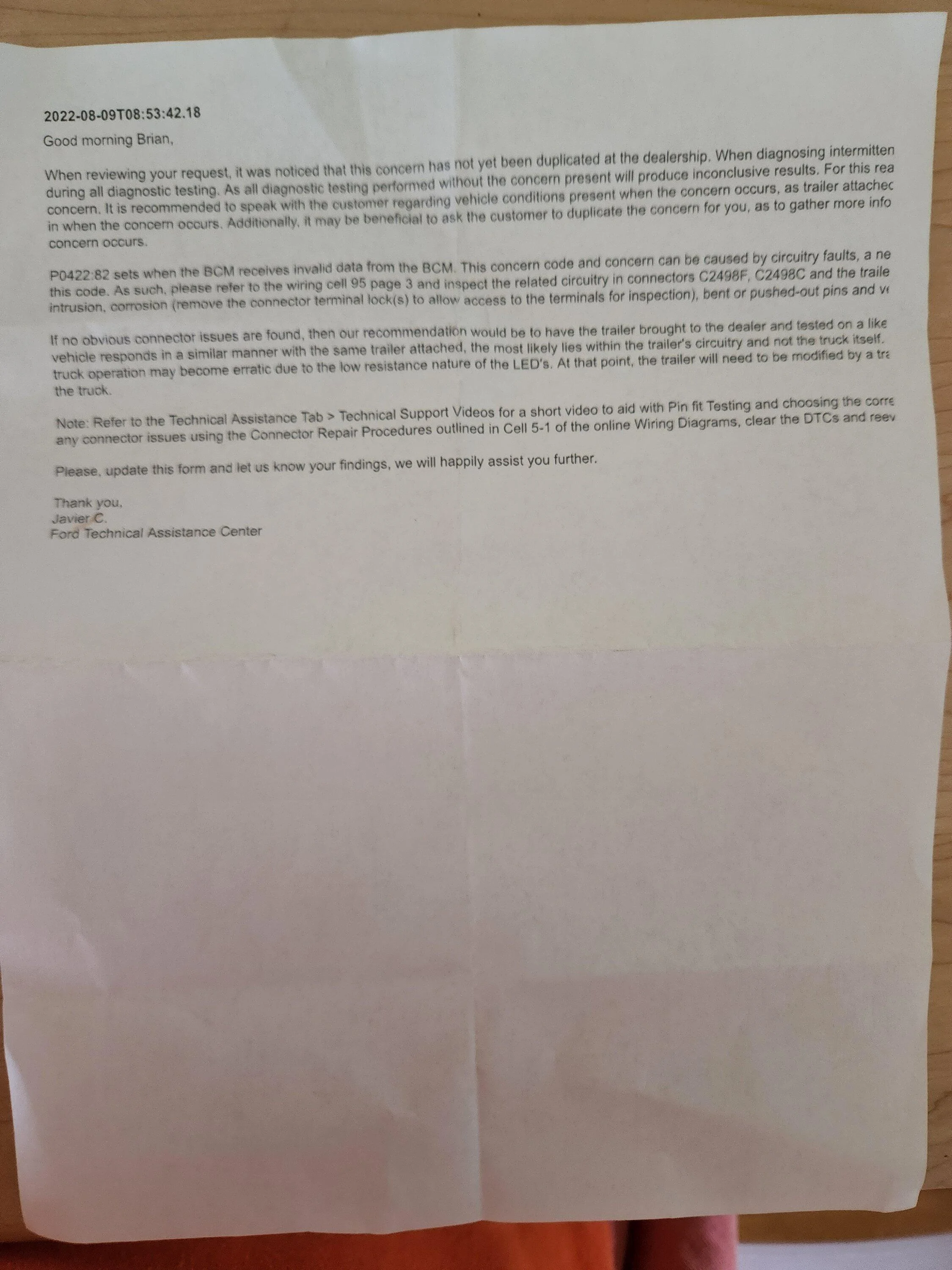 Ford F-150 Trailer Right Turn Lamp Fault 20220812_112319