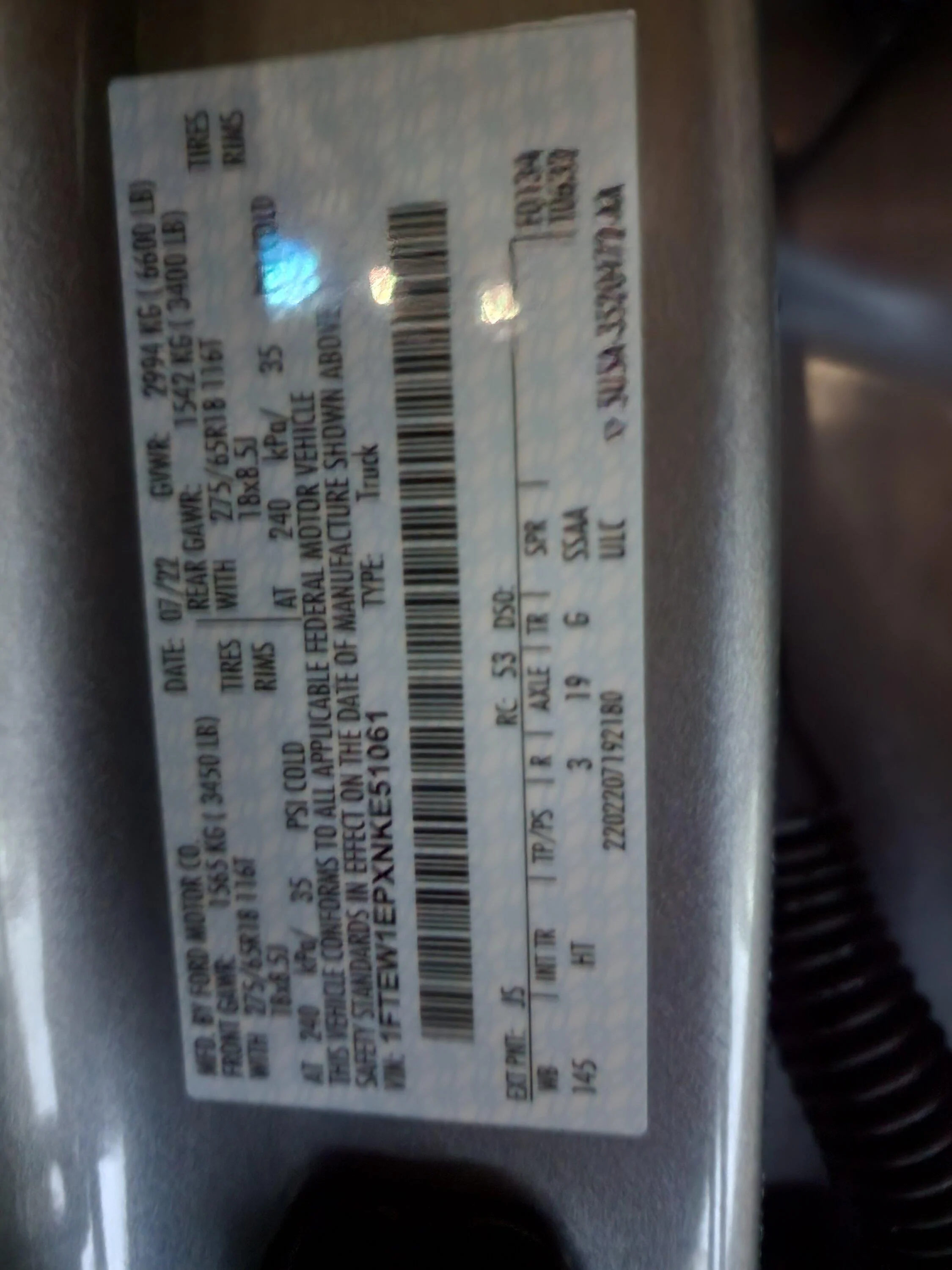 Ford F-150 What's your payload? 2.7 Lariat 20221228_193203