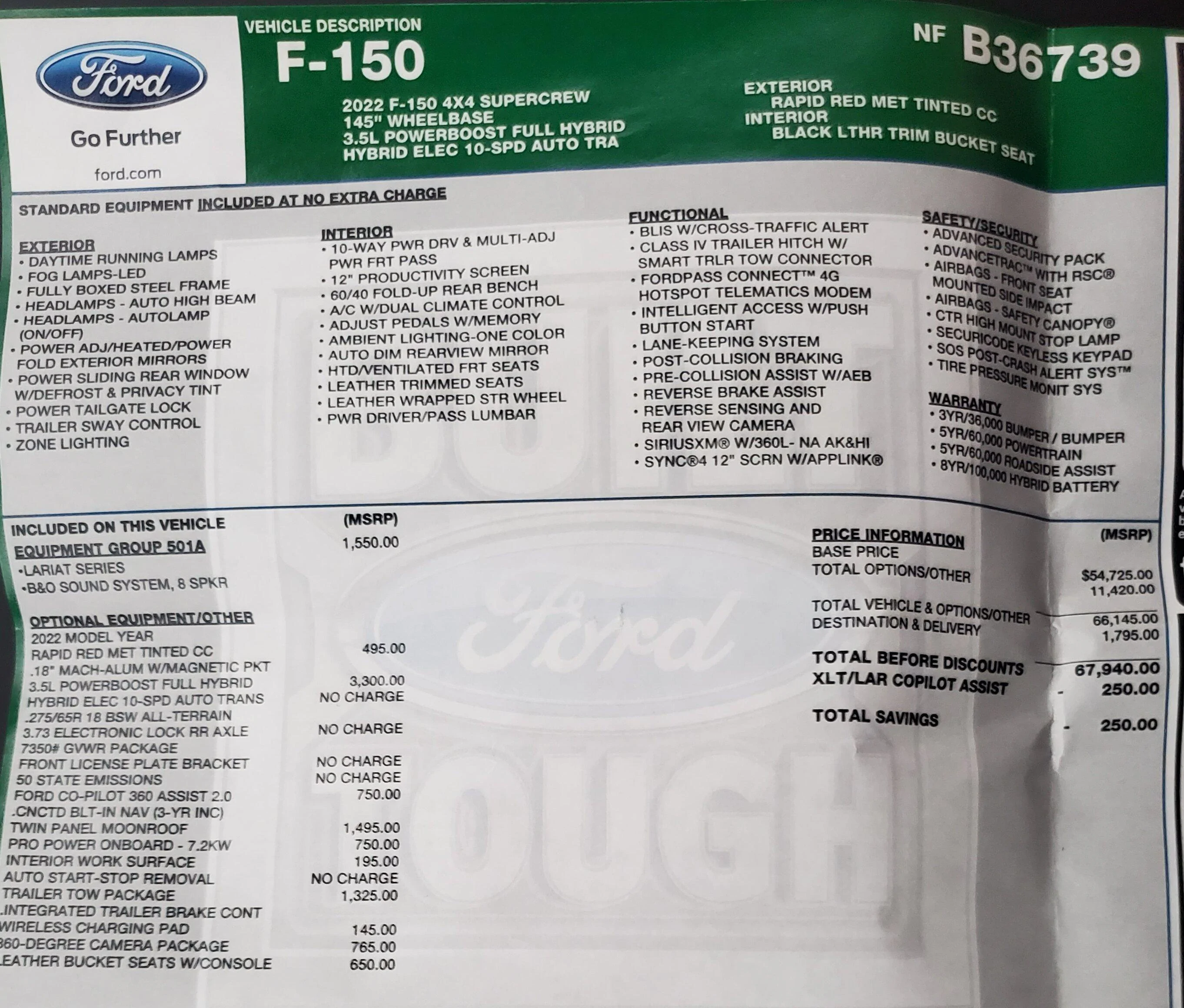 Ford F-150 Real life payloads for Lariat 20230302_171911