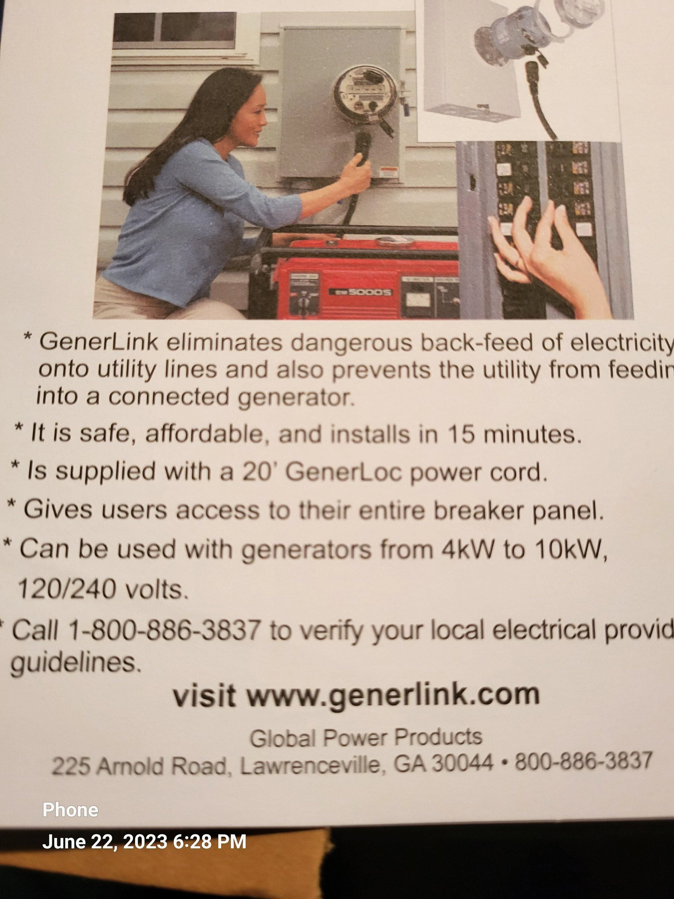 Ford F-150 generlink transfer switch up to 40 amps 240 volts 20230622_182816
