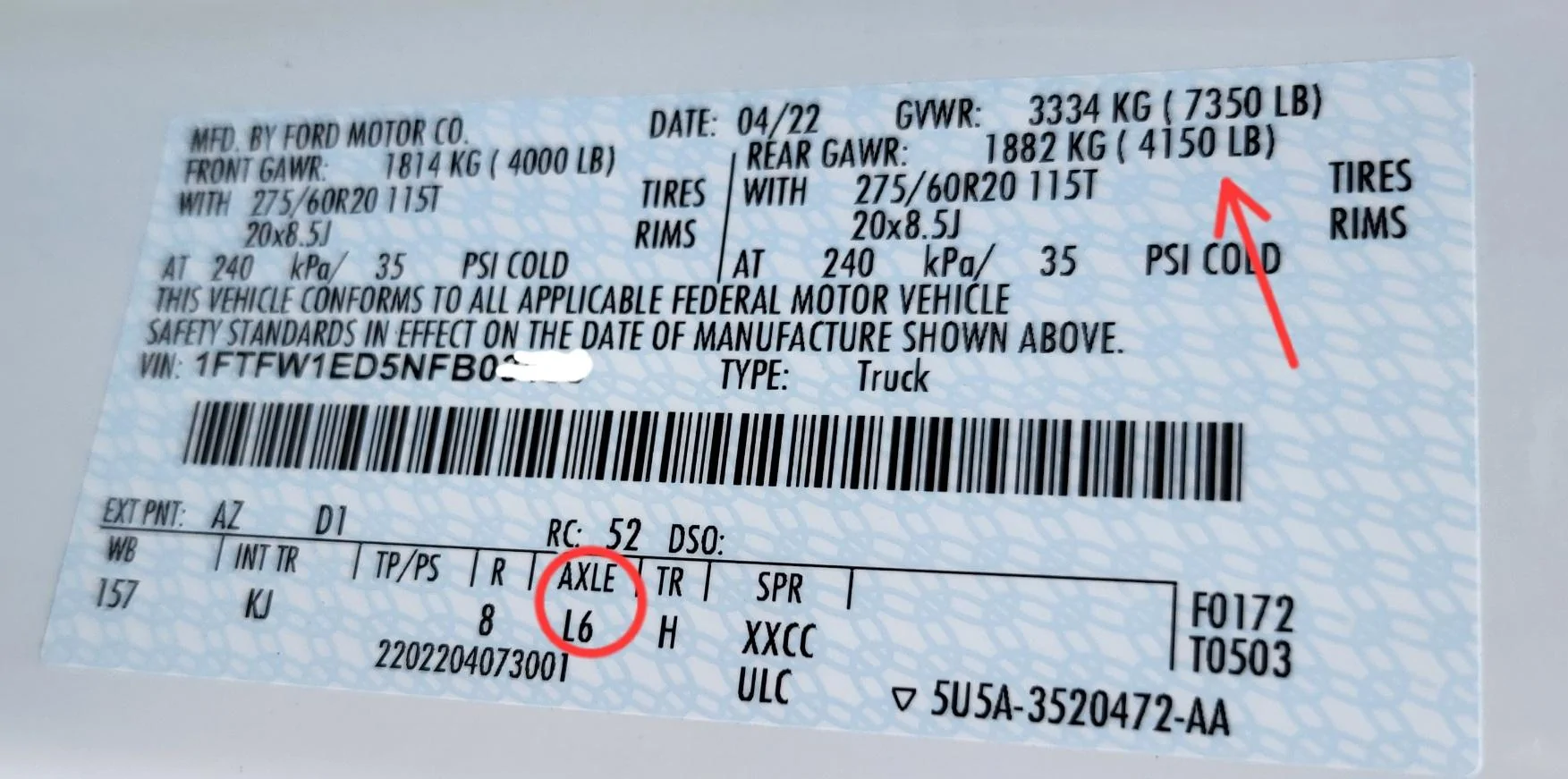 Ford F-150 Axle confusion 20230626_190649