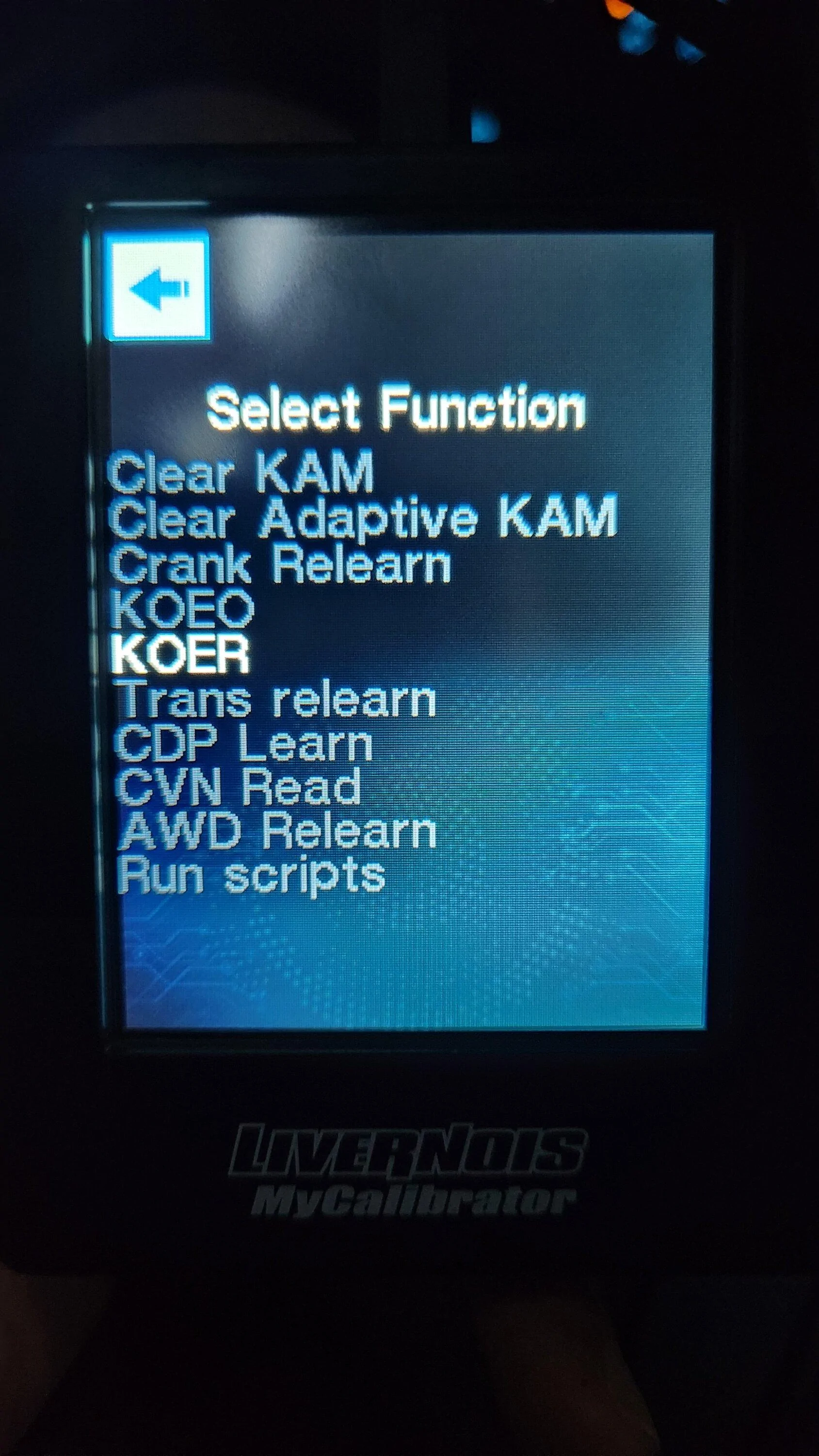 Ford F-150 Mycalibrator vehicle diagnostics menu 20230811_092236