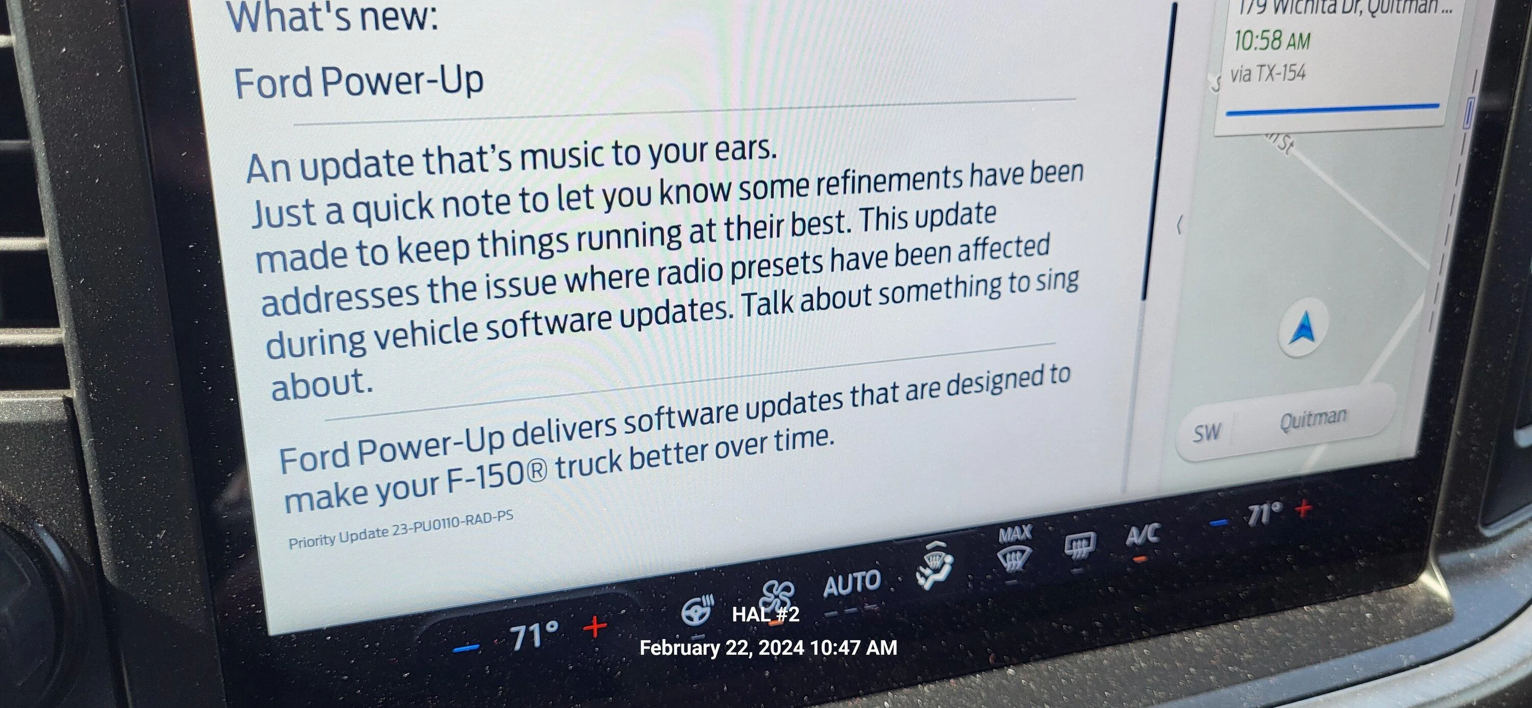 Ford F-150 Got update last night 20240222_104707