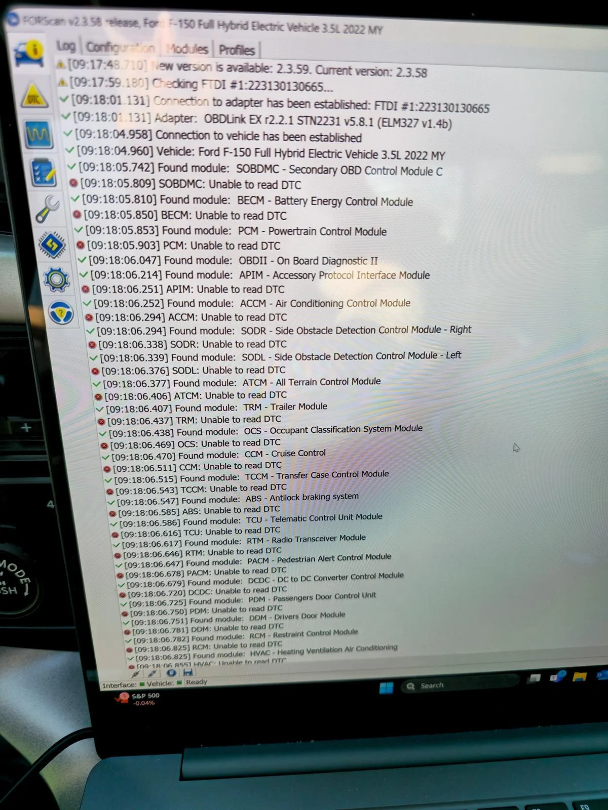 Ford F-150 Powerboost- 30/31 error messages after rough start- no check engine light 20240408_091821