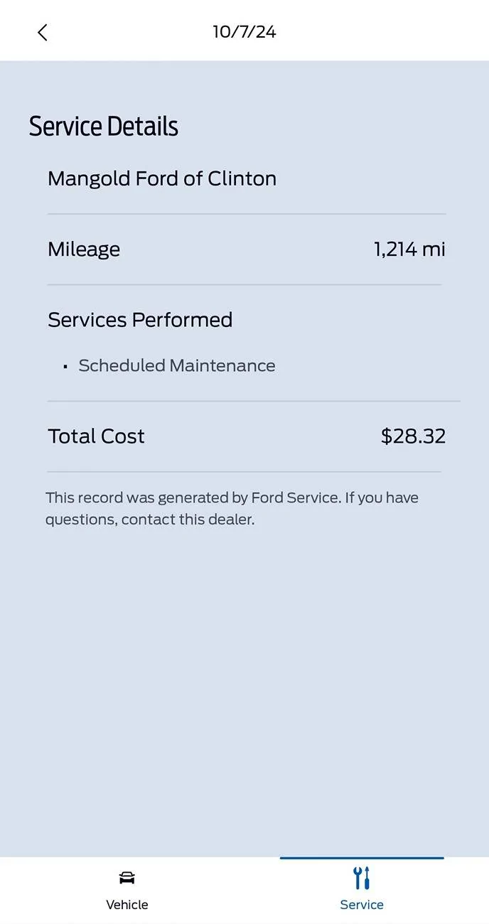 Ford F-150 FordPass Service history 20241016_183852