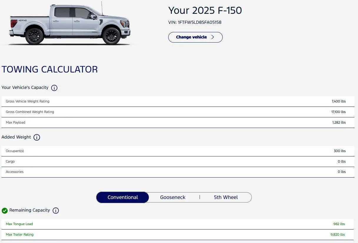 Ford F-150 Max Tow Option, $395 2025 F150 Tow Rating