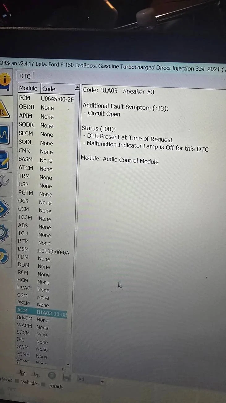 Ford F-150 Changing rear speaker setting with Forscan? 20250428_201742