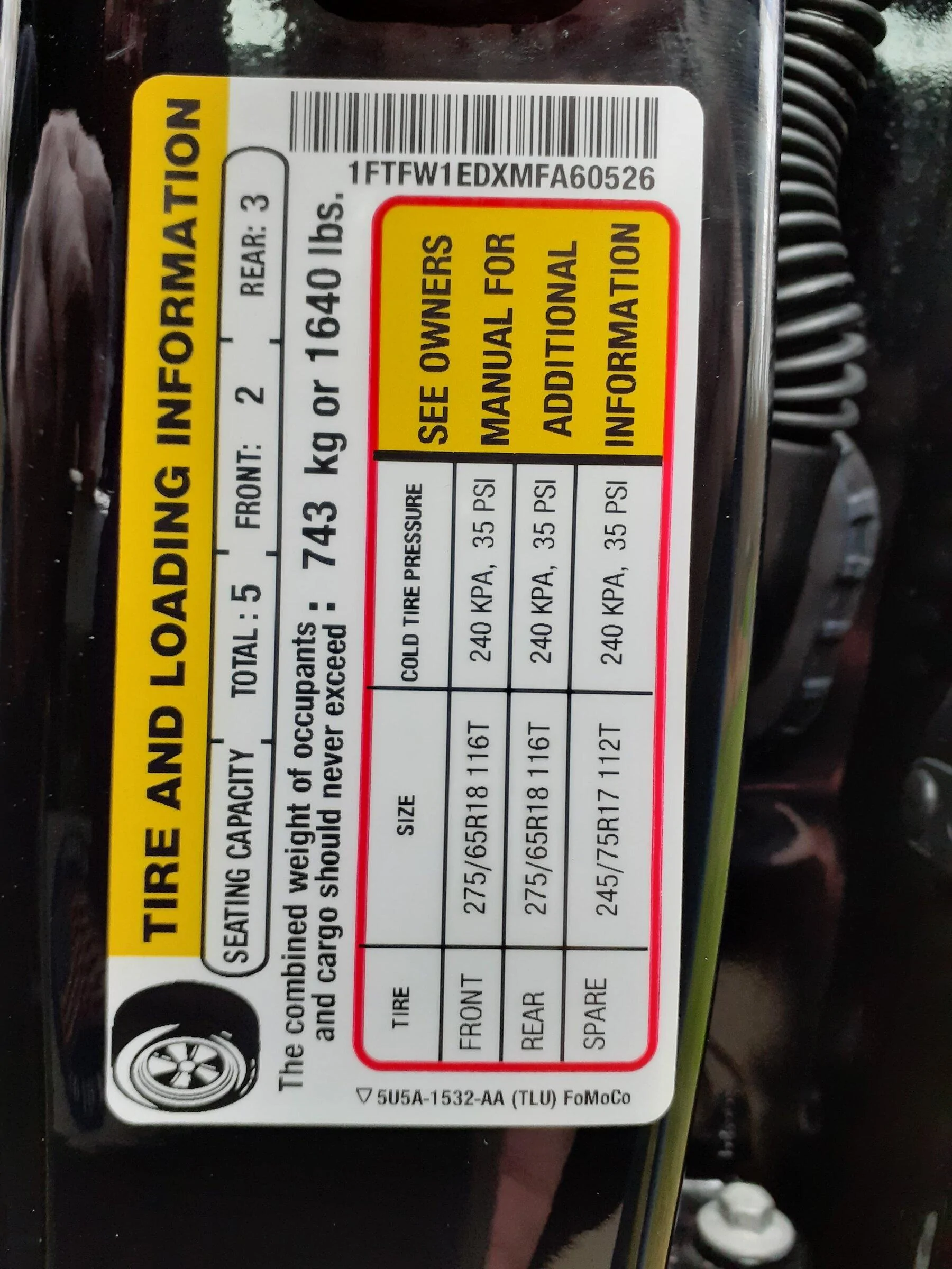 Ford F-150 Payload Hit compared to EB 21 XLT payload