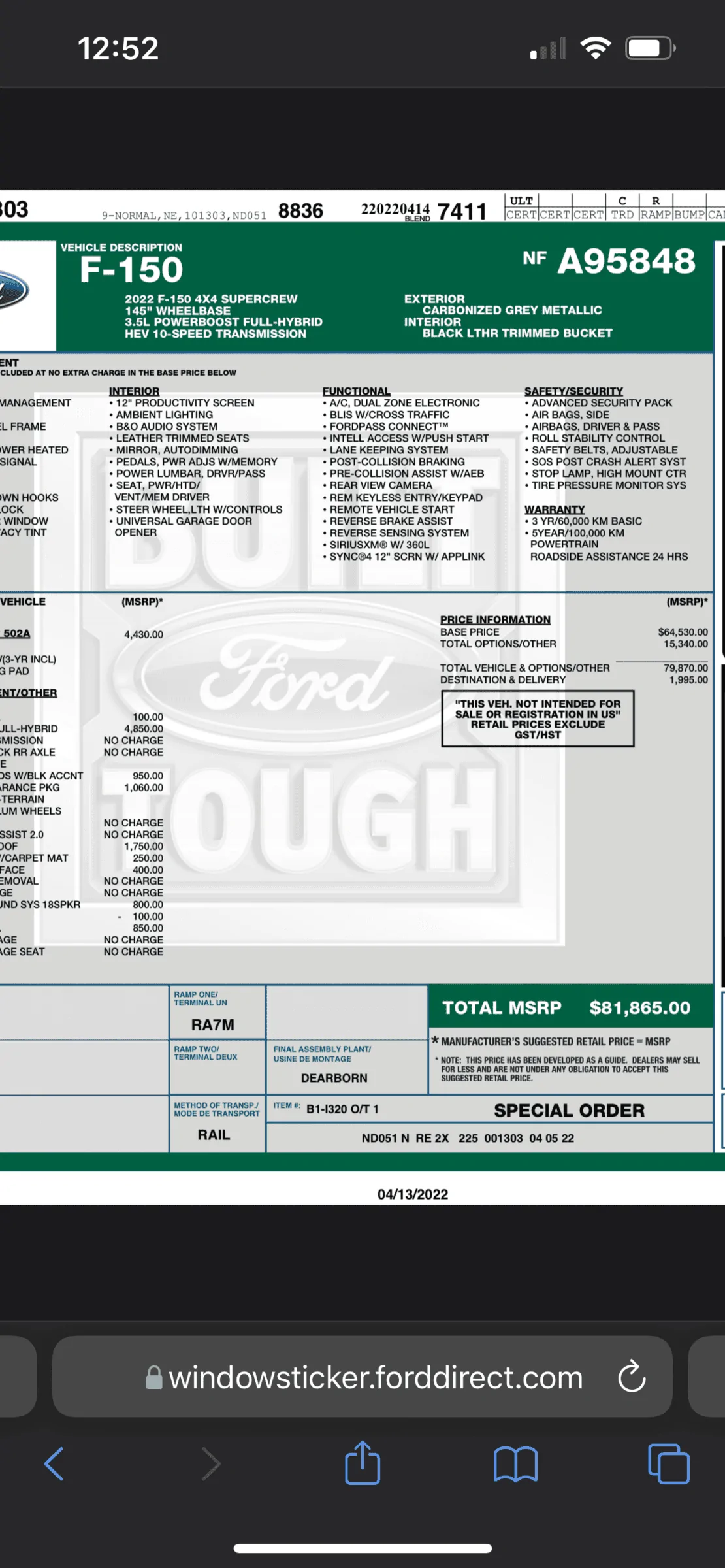 Ford F-150 2022 F150 Canadian Order Tracking [WARNING: NO POLITICS] 2416D650-7C51-44B9-A024-A14DDC3E226C