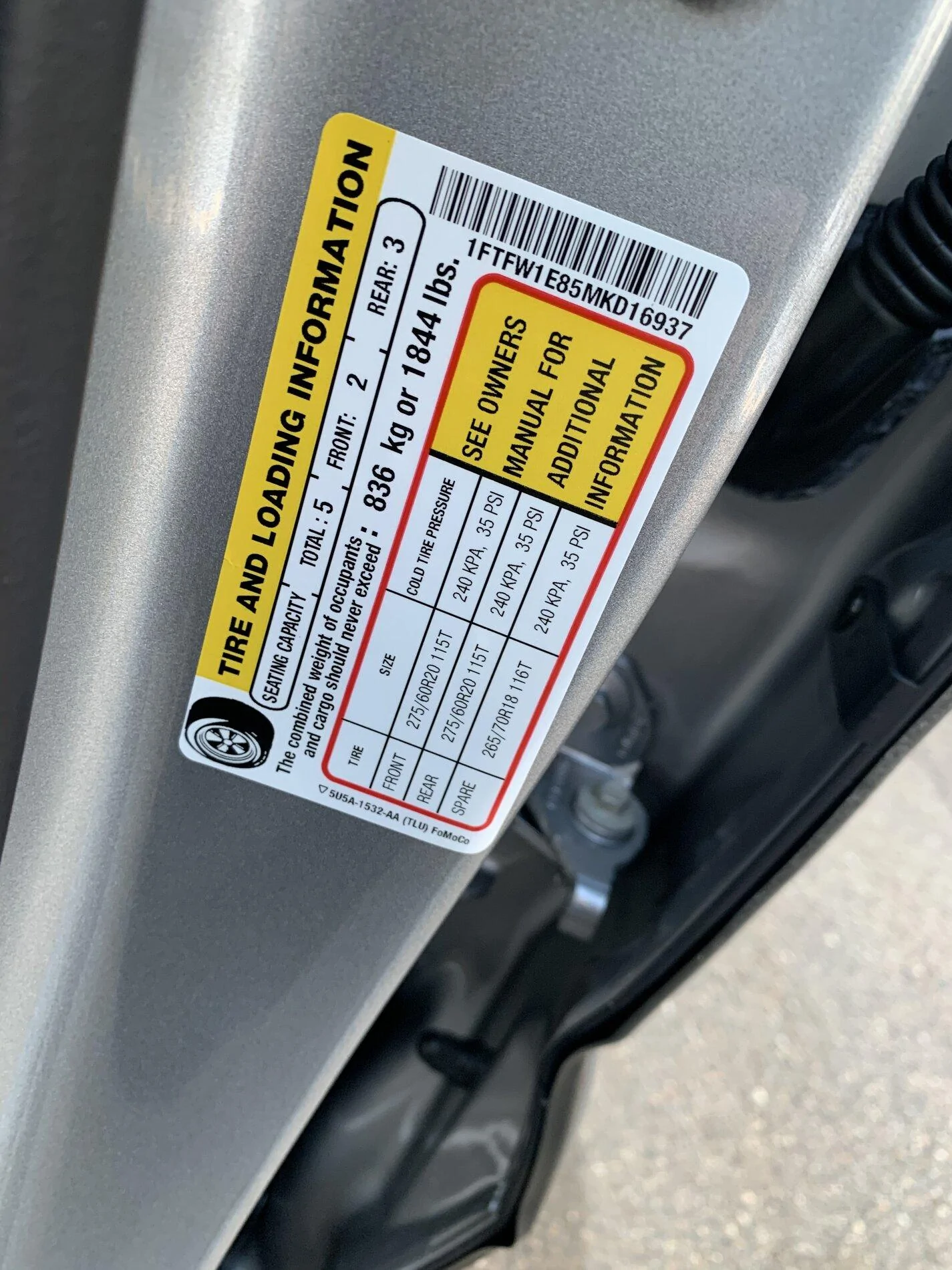 Ford F-150 2021 F-150 Payload Stickers 255837EA-D197-4480-8AEF-EE2FBC13BE42