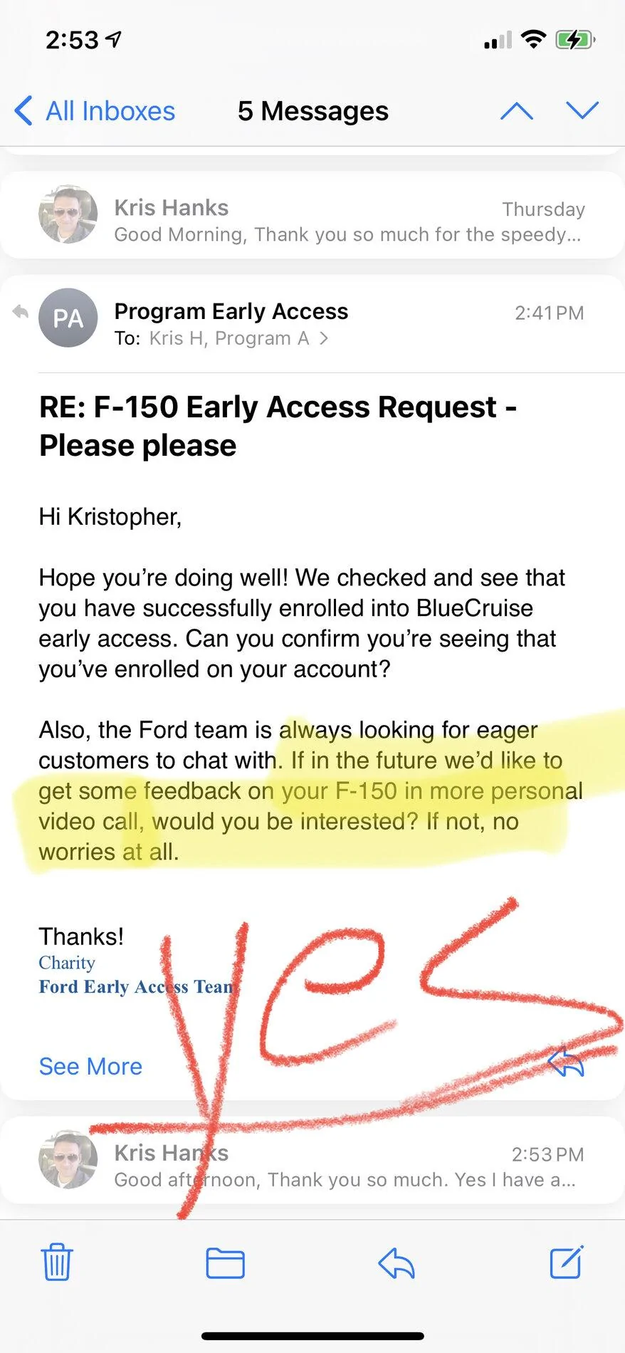 Ford F-150 Received invite for Early Access to BlueCruise update 35A06D31-D960-449A-8B52-79F83C9BAC84