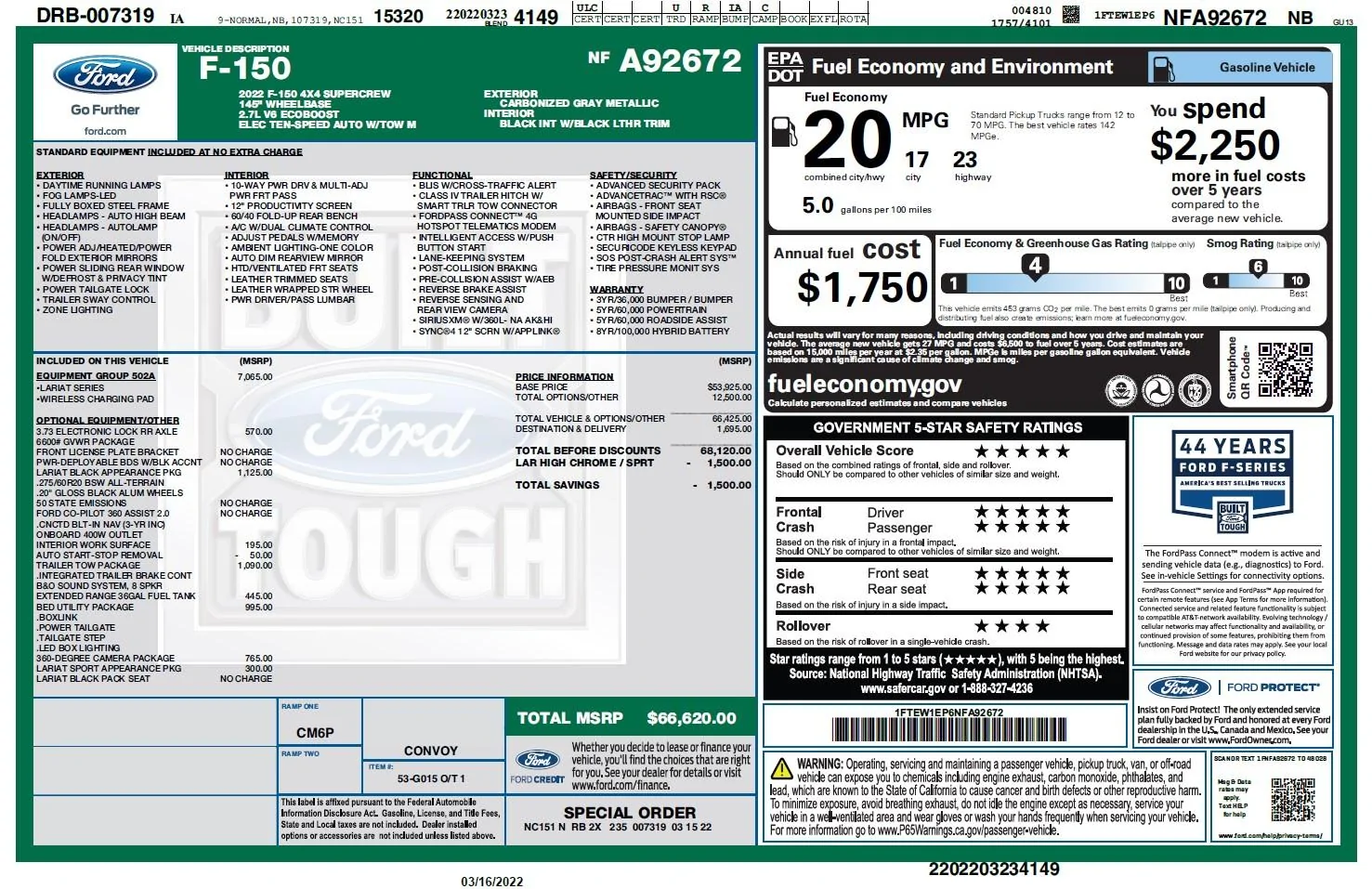 Ford F-150 Twister's  502A Carbonized Black Appearance Package 502A_sticker