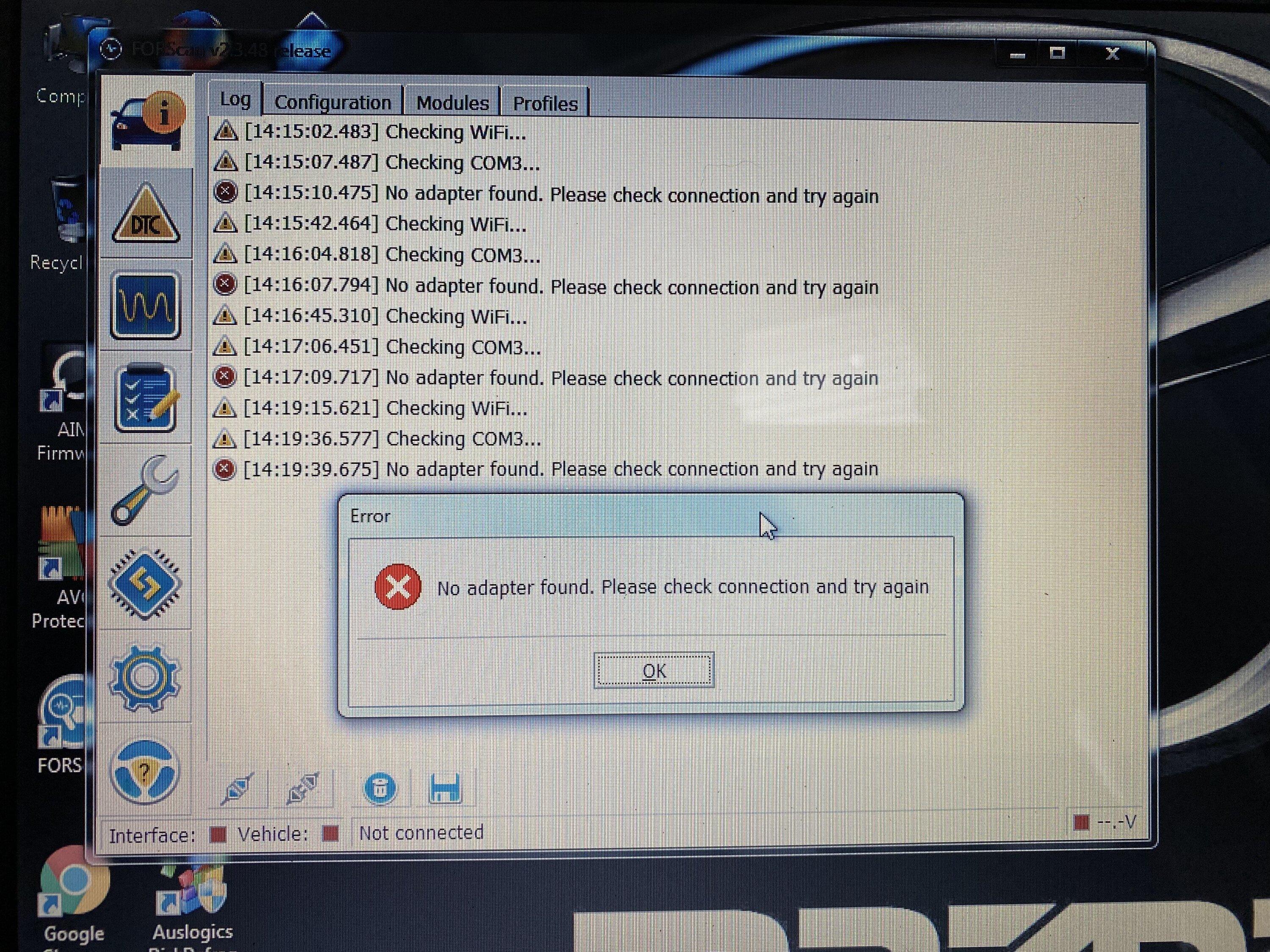Ford F-150 Vgate Vlink for Forscan not connecting "No adapter found" 5645BD71-F5F5-41FF-97DE-D694B224B6F9