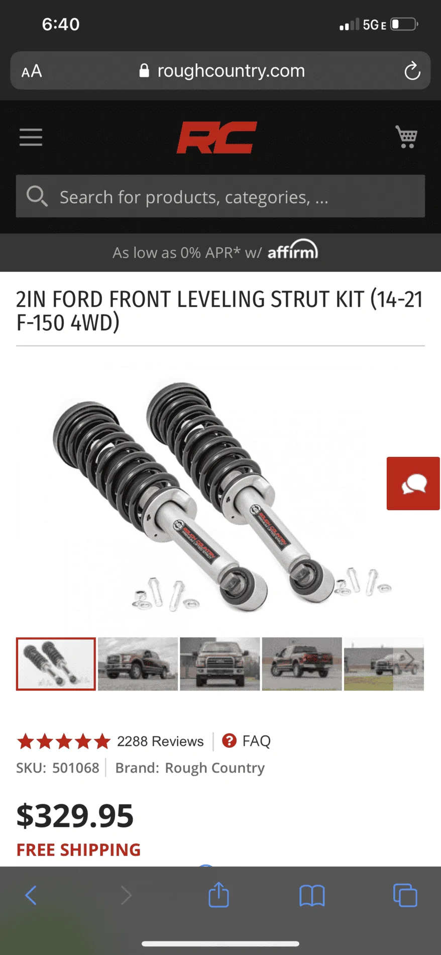 Ford F-150 Anyone running Rough Country 2" leveling strut kit? 5C28F07E-9E60-492B-917A-539508893625