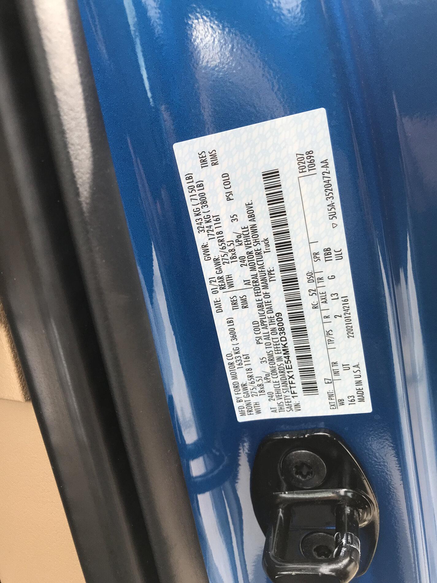 Ford F-150 2021 F-150 Payload Stickers 67BA1BF4-7988-44C4-B045-D77B944A5C63