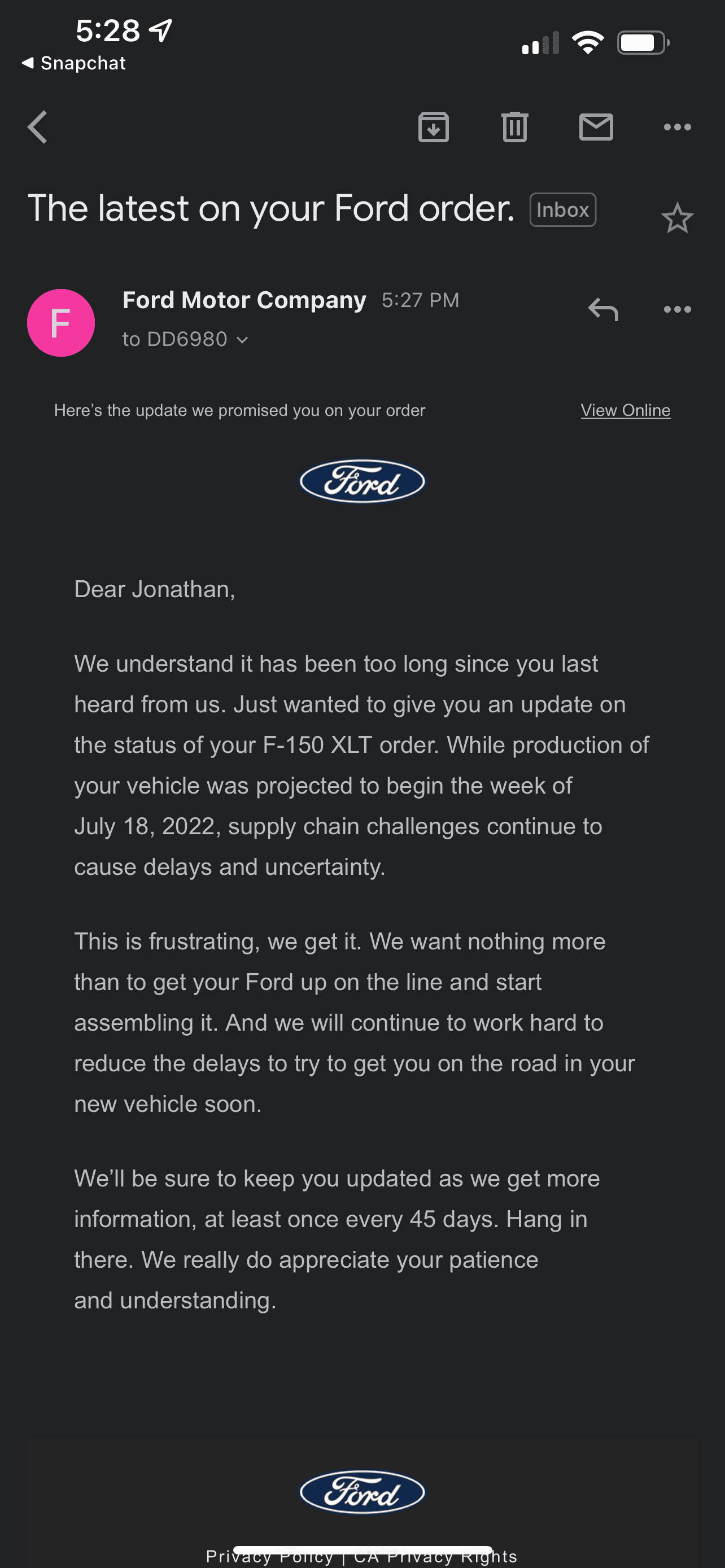 Ford F-150 7/18/22 Build Week 76ADAF35-175C-453F-AEE5-75AE3C772B0C
