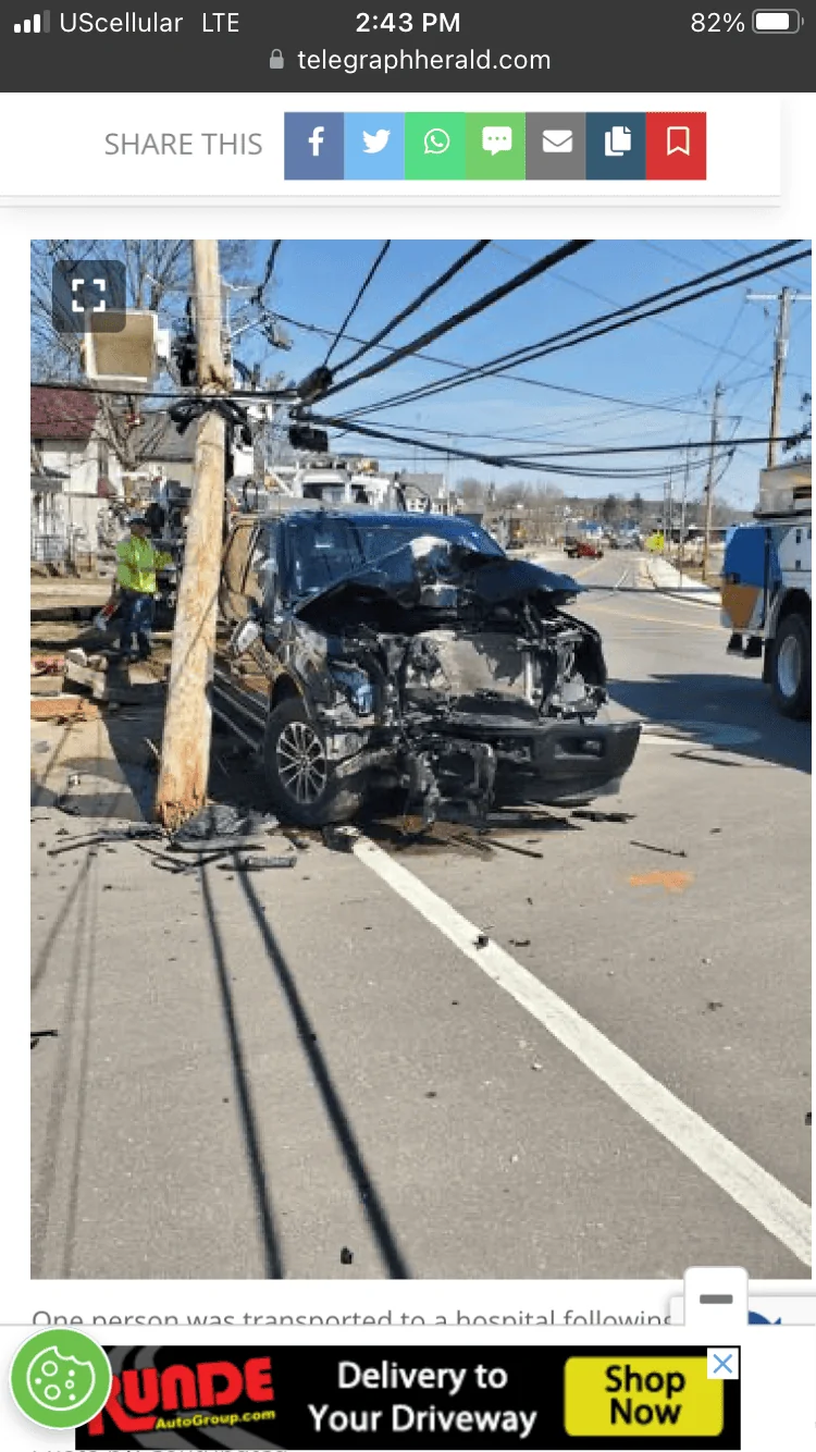 Ford F-150 F150 vs telephone pole 974A5EE0-2424-4A46-B44A-2F54FFA289A3