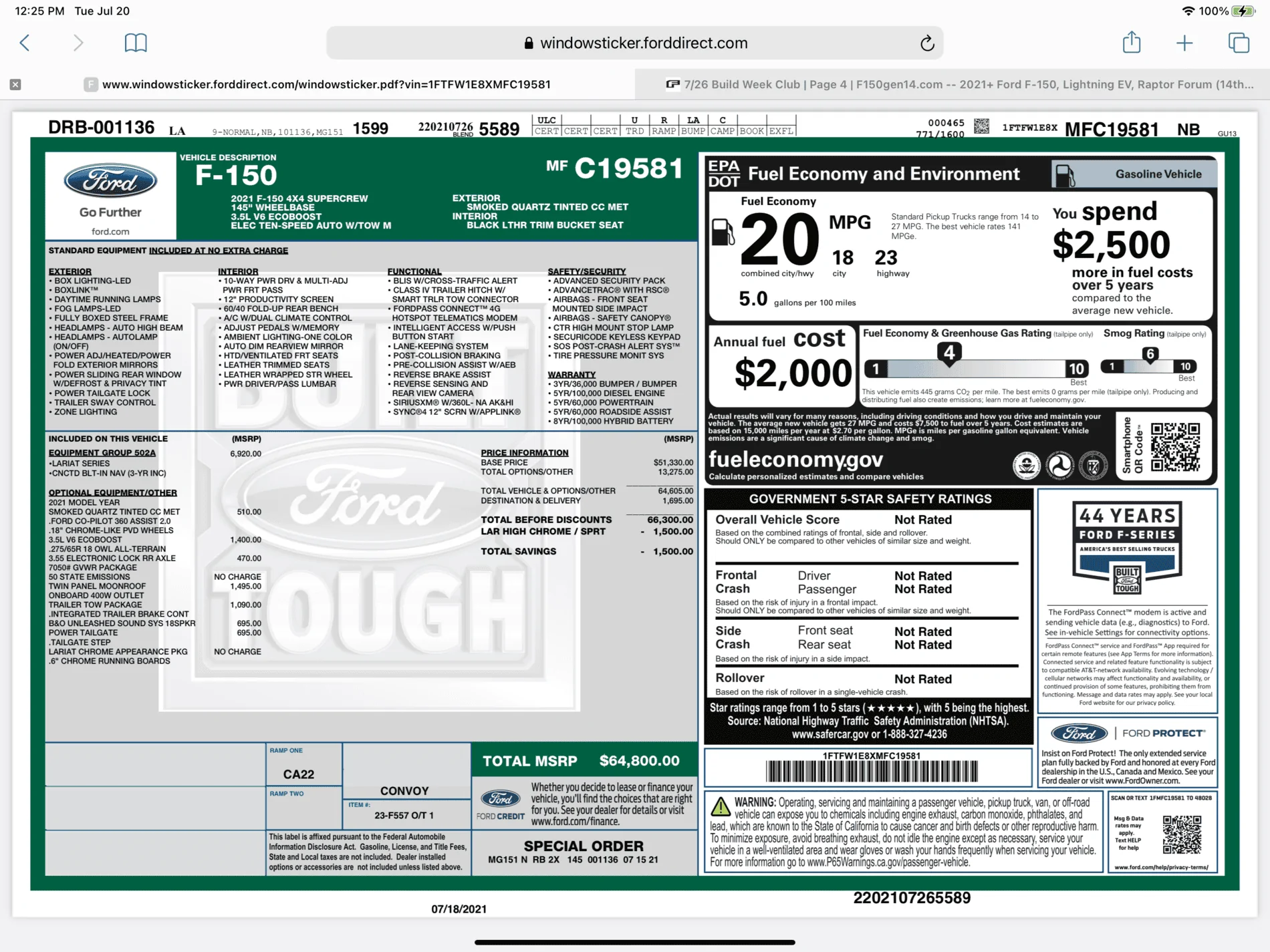 Ford F-150 7/26 Build Week Club 99361496-5BE5-419D-9A0D-4A200C078B3E