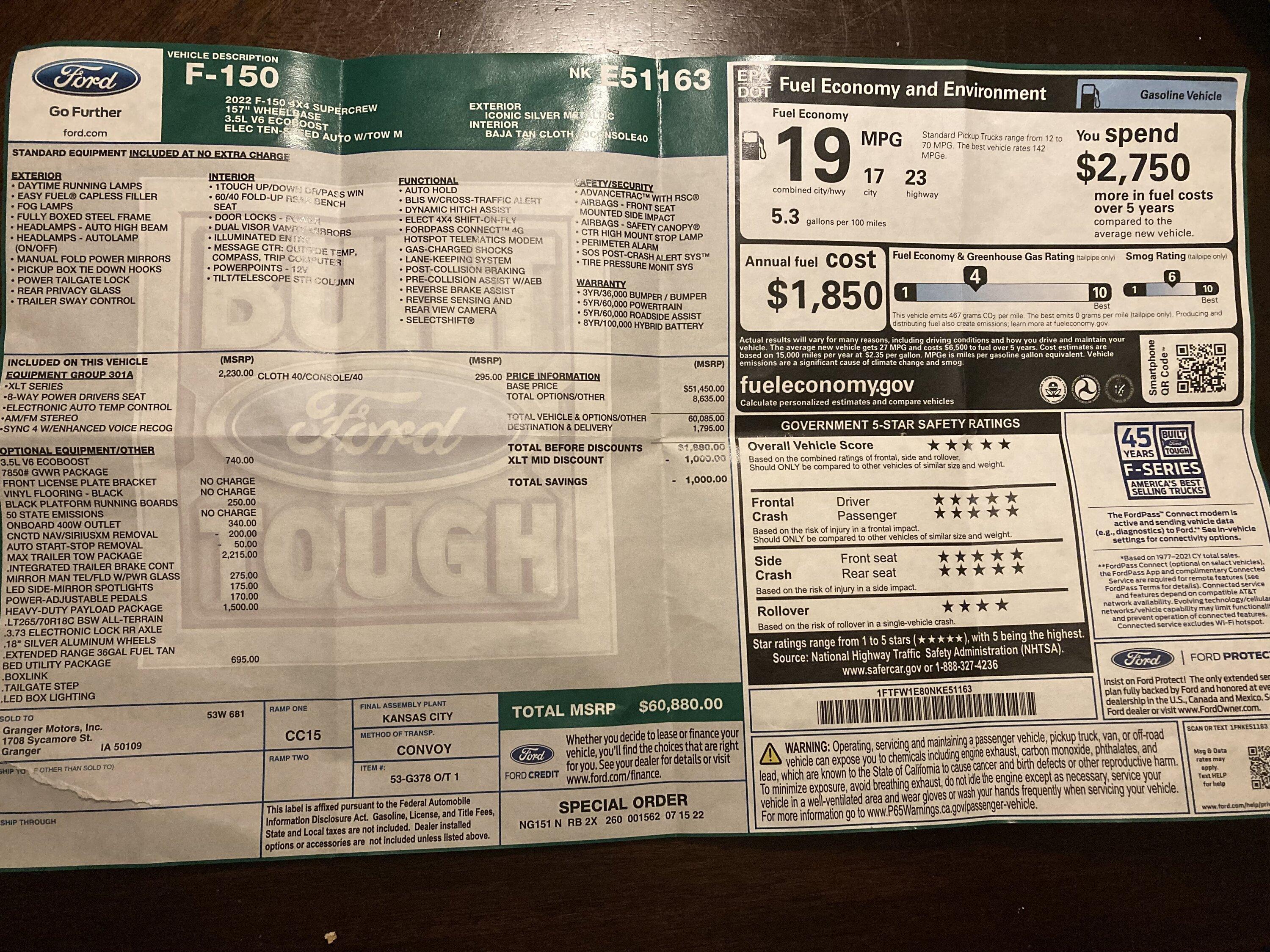 Ford F-150 3% Under Invoice 2022 F-150 Order - Granger Ford A0C6ACB5-101D-47EC-AC3E-206165D01C97