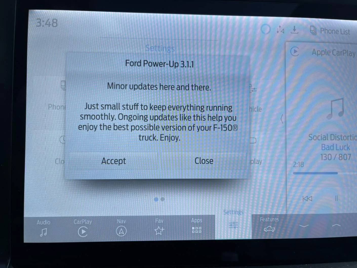 Ford F-150 Just received the 3.5.2 update A1266ABF-F7DF-429A-84FD-320D66540C67