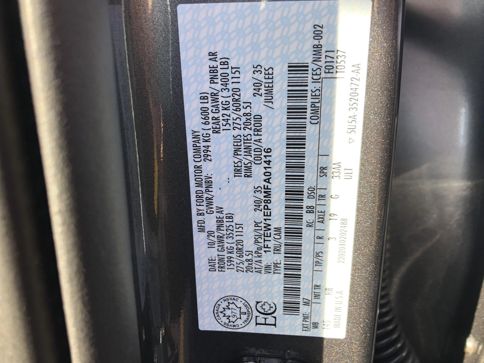 Ford F-150 2021 F-150 Payload Stickers AED638E6-C485-4423-8A7F-2C7C9AABBE4D