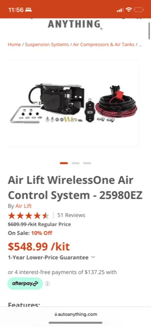 Ford F-150 Airlift Wireless One EZ Wireless Controller w/Airlift 5000 Ultimate airbags Airlift 2