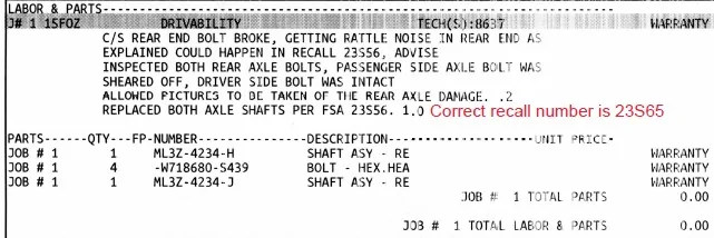 Ford F-150 Axle Bolt Sheared Axle Replacement