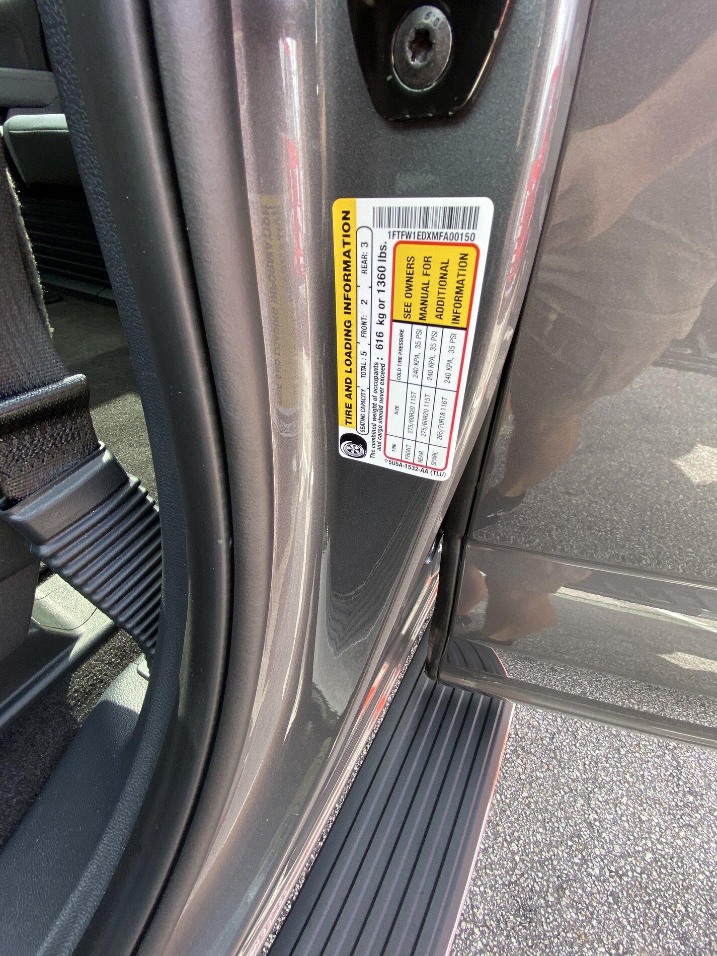 Ford F-150 Let’s see some payload stickers from the test drives B278CDCB-A6B5-49A9-BBAE-B14AEB5F4AE4