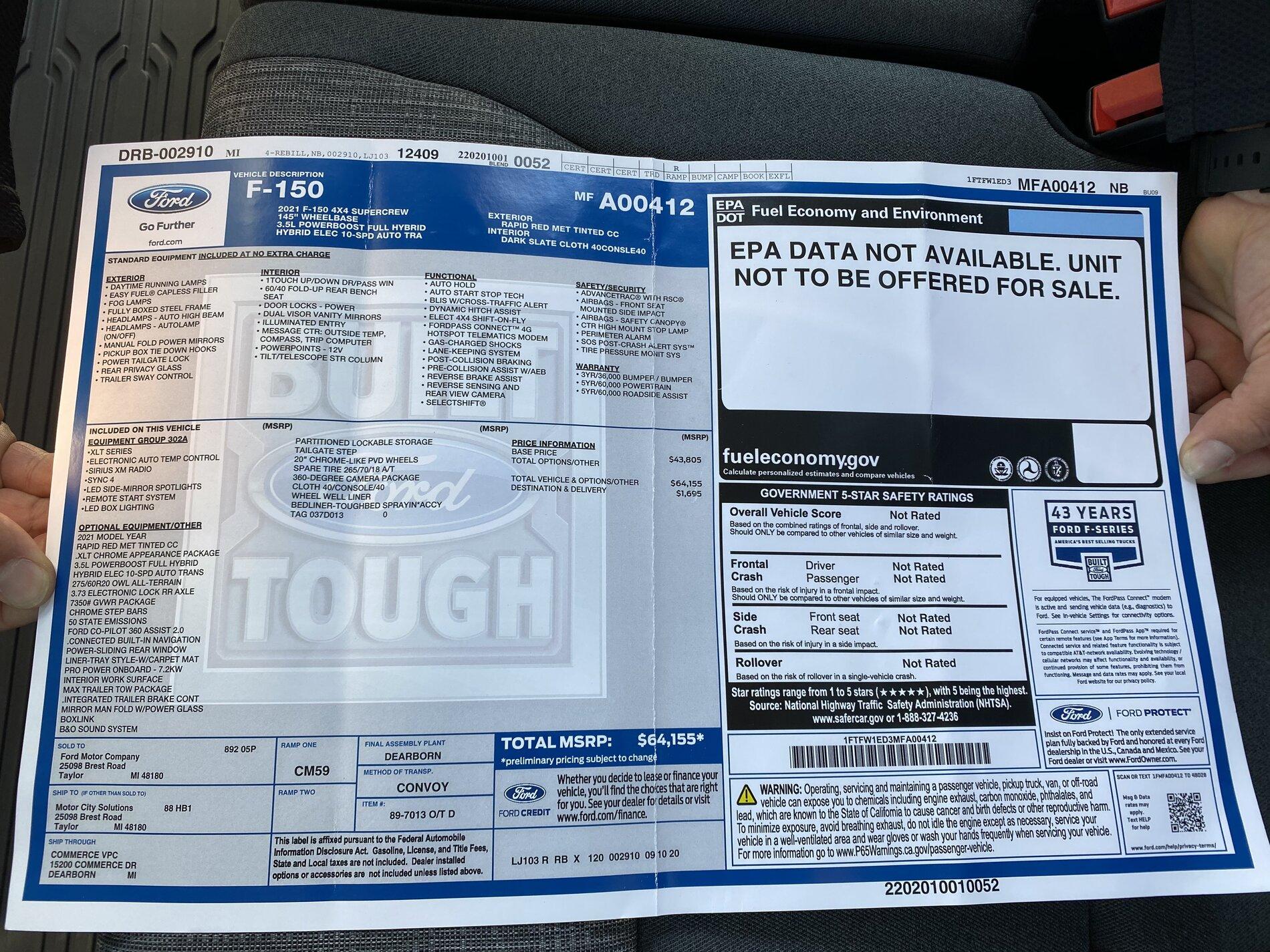 Ford F-150 2021 F-150 Payload Stickers B37EC161-5C8E-4161-B85A-F24EFA75ED45