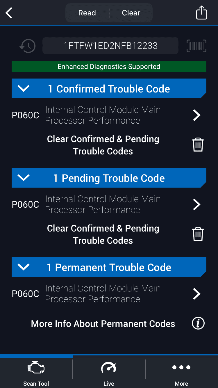 Ford F-150 P060c fault after a scheduled software update B9CC6339-2C53-49F3-9F9E-05FED63F3A58
