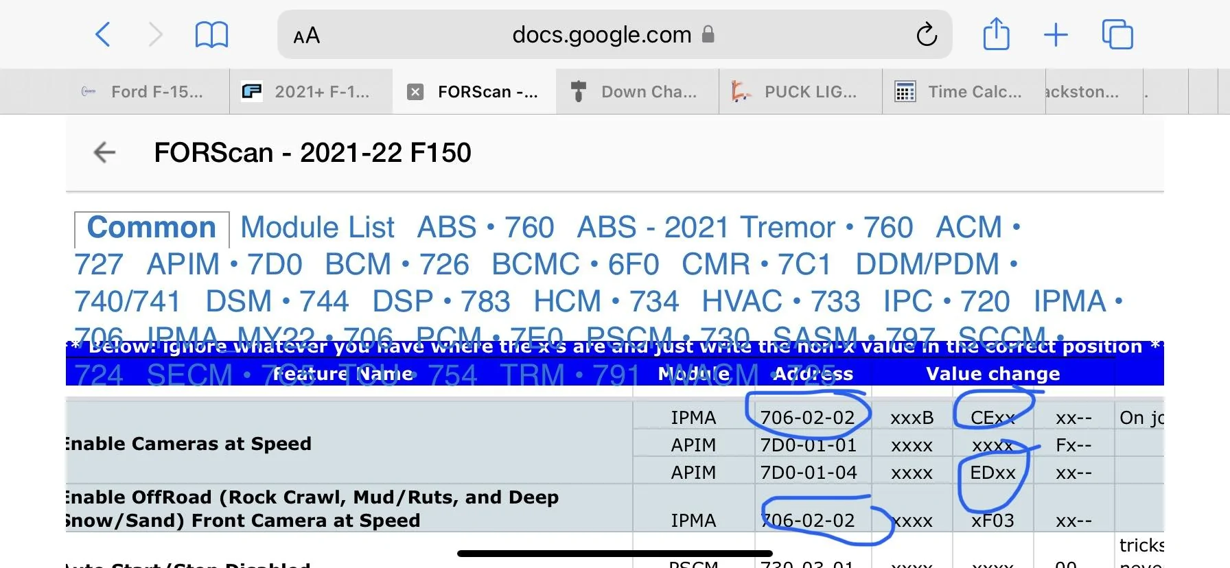 Ford F-150 2021+ F-150 FORScan List / Database / Spreadsheet BFC2098E-F2FE-439B-A3C3-5FEE6B99DAE9