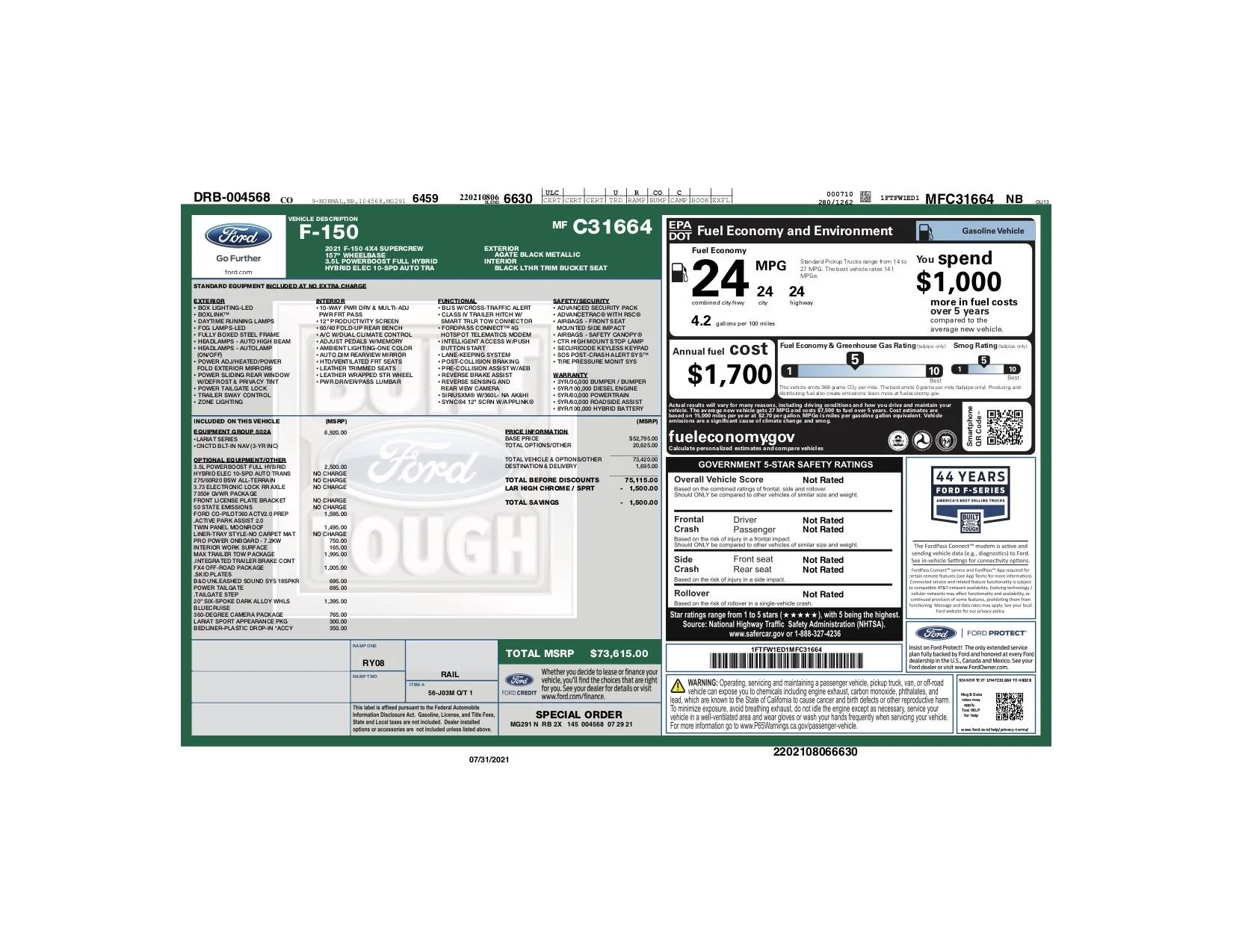 Ford F-150 2021+ F-150 Orders Tracking List & Stats [Enter Yours!] BigJilm Window Sticker
