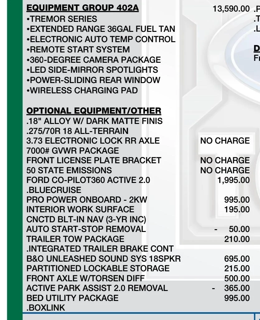 Ford F-150 Active Park Assist has to be removed to schedule. Blue cruis