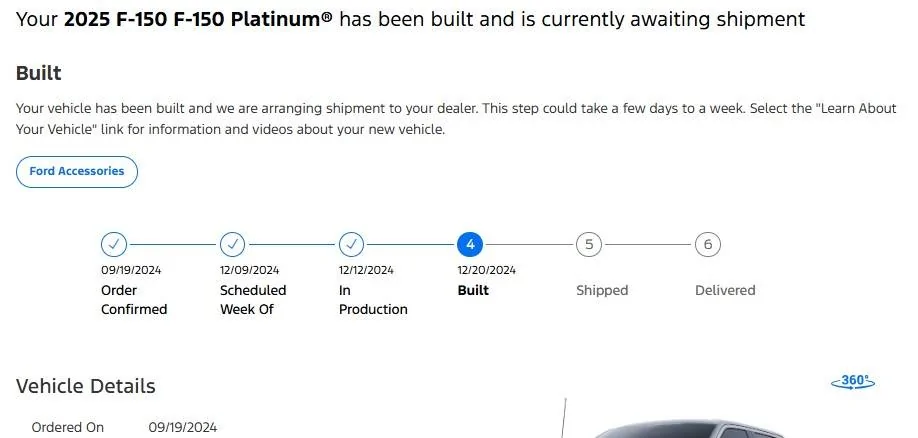 Ford F-150 2025 F-150 Scheduling This Week (10/24/24) for Production Weeks 11/18 - 12/9 Built 12.21.24
