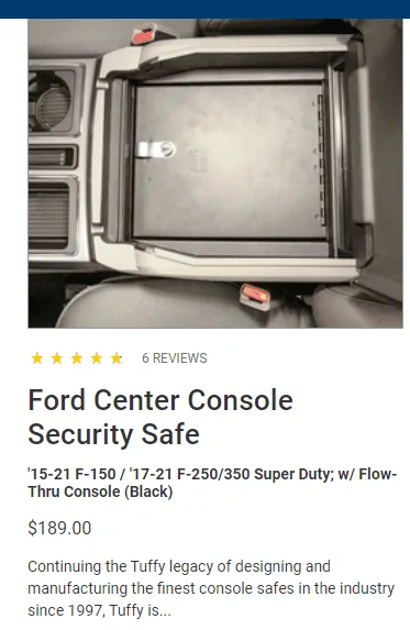 Ford F-150 Center Console Lock Box Captur