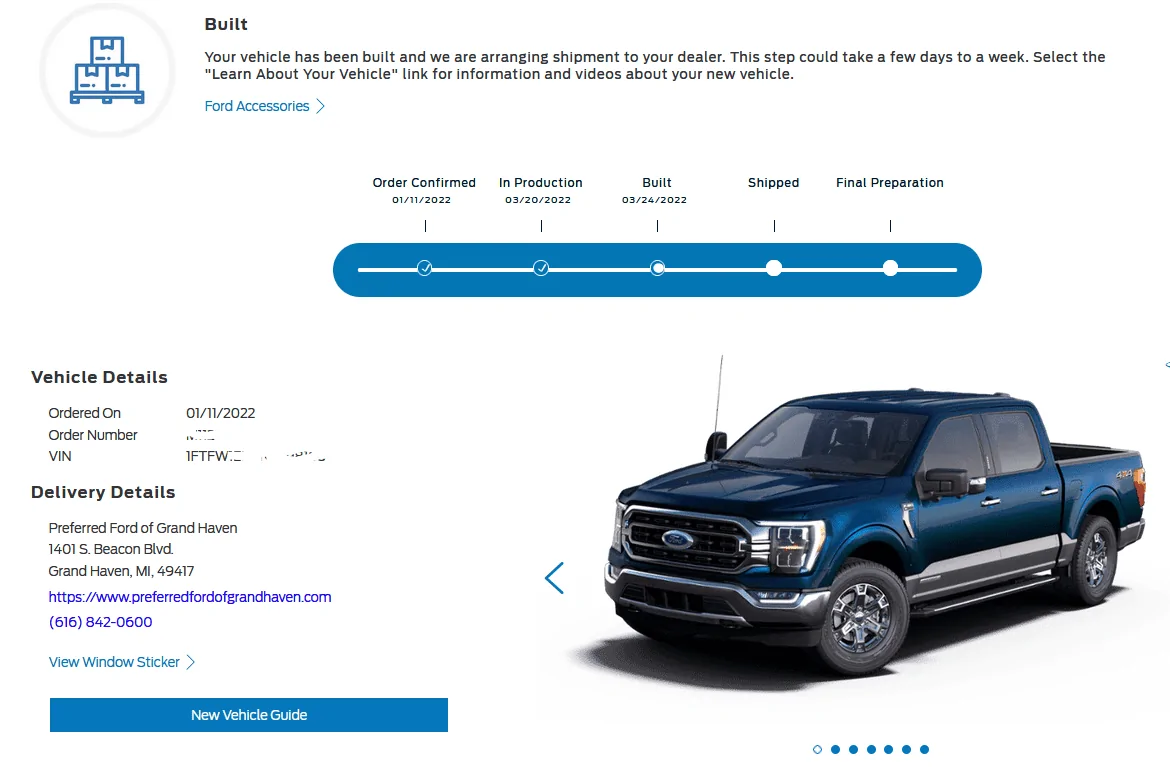 Ford F-150 Build week of 03/07/2022 Captur
