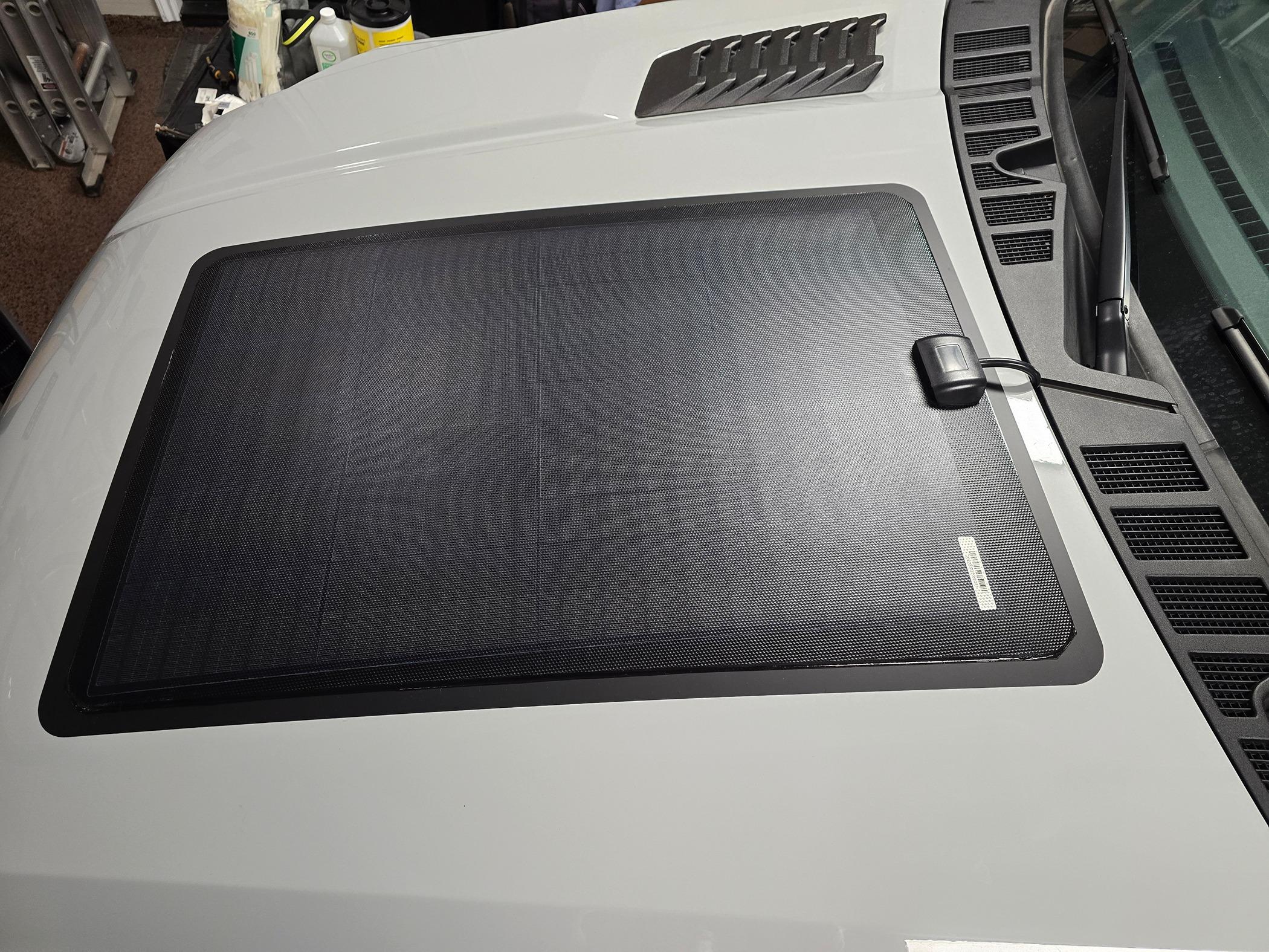Ford F-150 LensunSolar Hood Solar Panel F-150 Powerboost BAP/Tremor Hood Installation CAULK DRYING