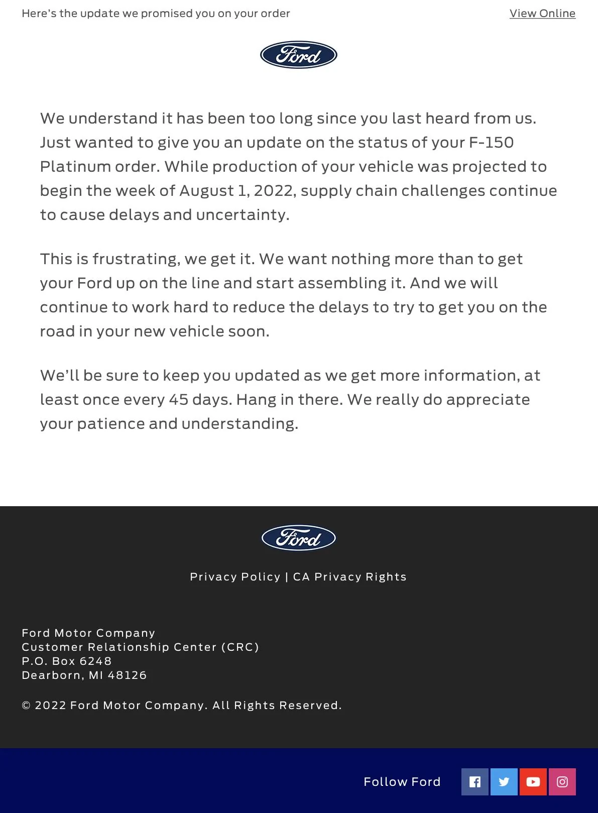 Ford F-150 08/01/2022 Build Week CE61DBAC-02DC-4EF1-AEDB-1EA5B710B382