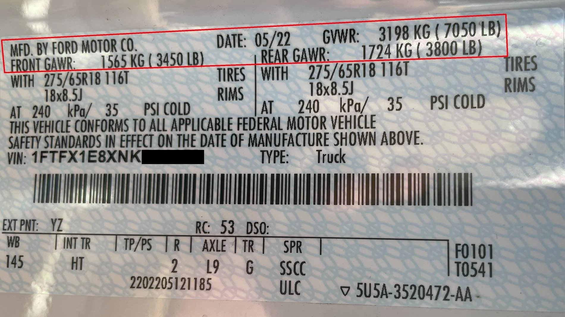 Ford F-150 Can my F150 Handle Towing This Travel Trailer? CERTIFICATION and WEIGHT RATING LABEL