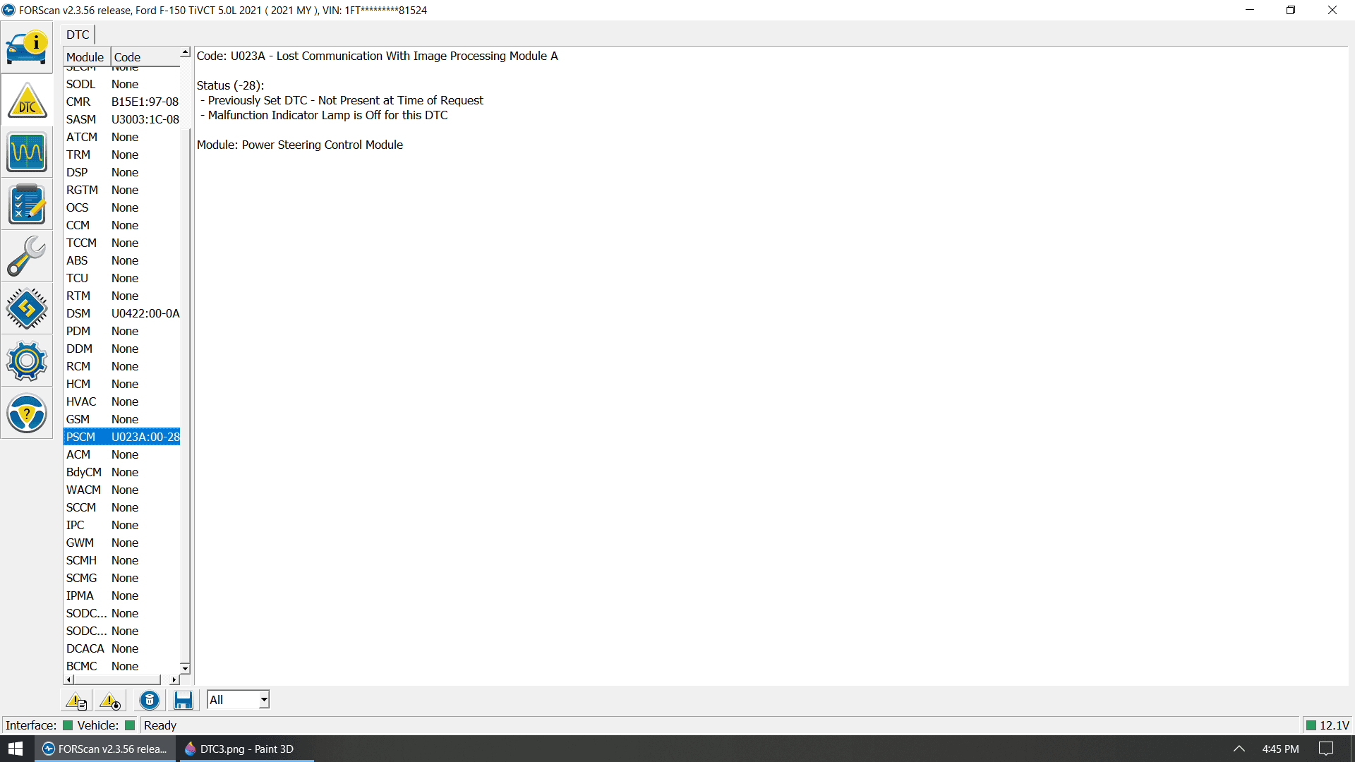 Ford F-150 4 DTCs. Looking for insight... DTC4
