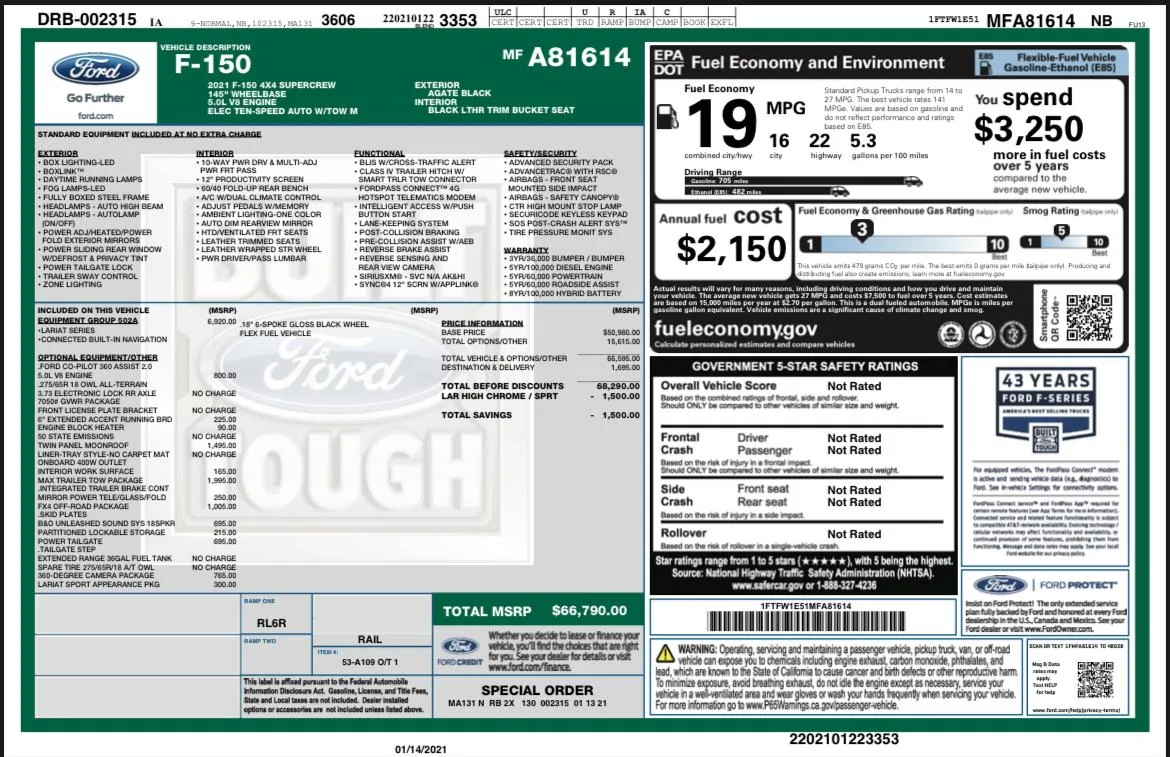 Ford F-150 2021 F-150 Payload Stickers EE174666-1020-45B8-ABD9-99D0E15F3865