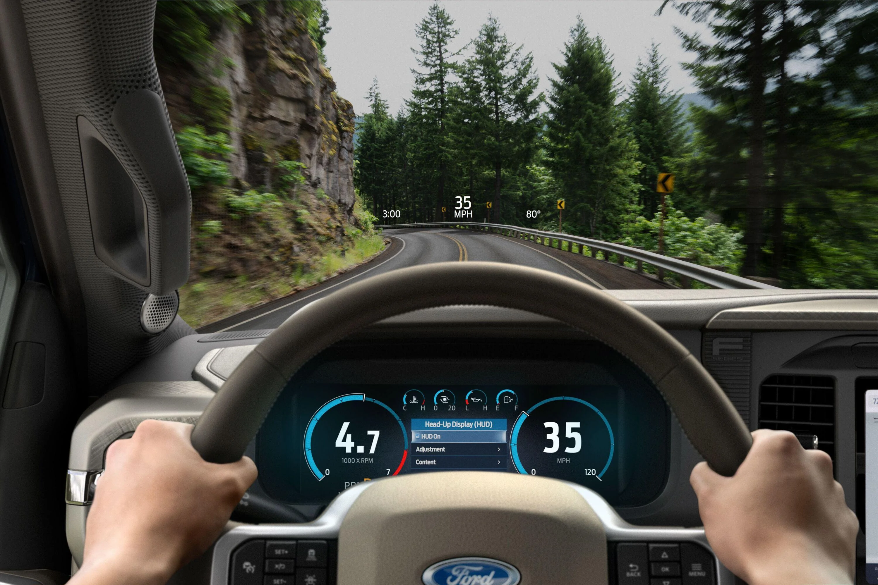 Ford F-150 2024 F-150 Refresh Revealed! New Design, Tech, Base 2.7L EcoBoost Engine, Pro Access Tailgate f-150-king-ranch-head-up-display-4000x2666