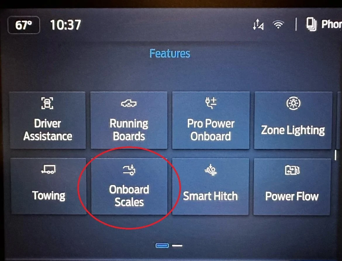 Ford F-150 Using Onboard Scales (seeing actual scale numbers) F150 Features Menu