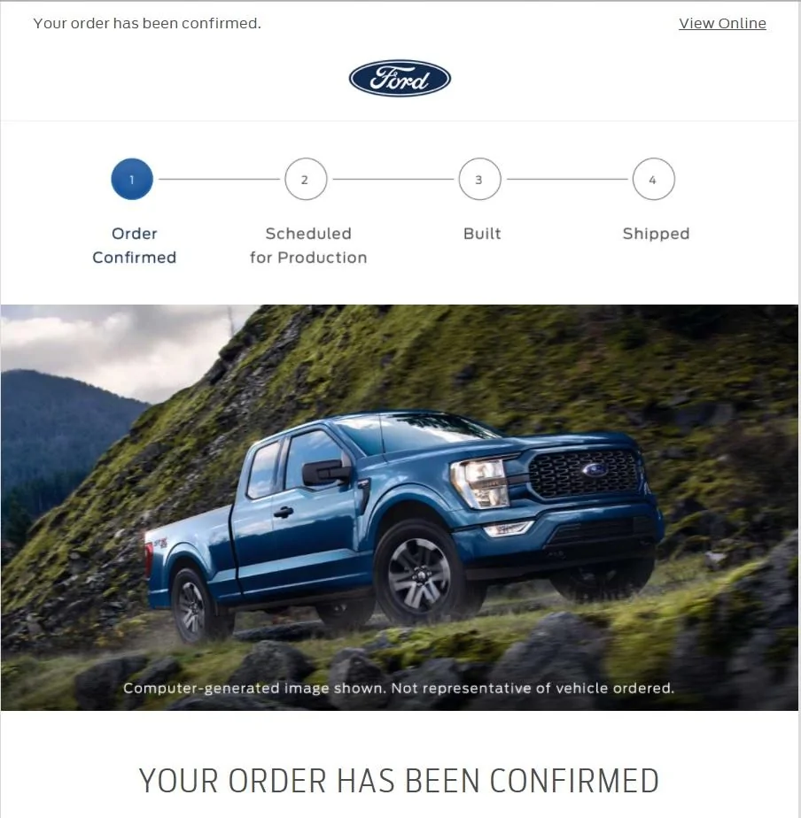 Ford F-150 What to expect or order comfirmation f150 order confirmation