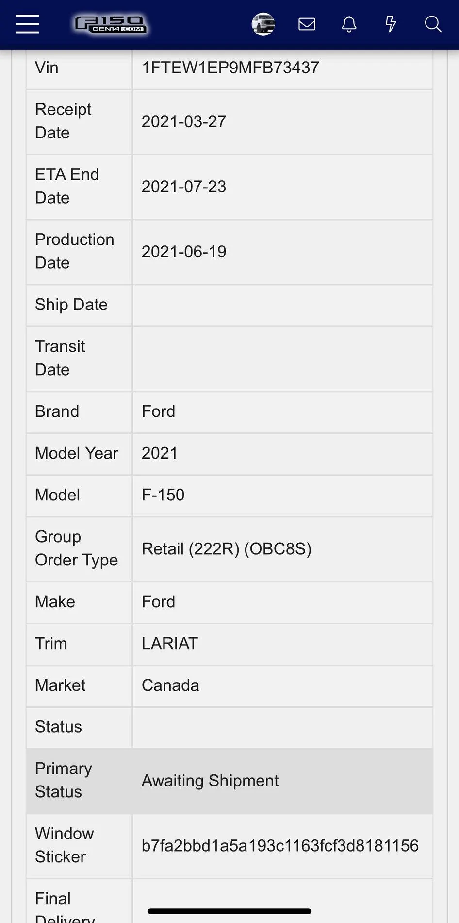 Ford F-150 Canadian Vehicles Ordered/Delays/Delivery Dates FCF2BBF3-7C00-45D2-977E-0A58335DFBC8