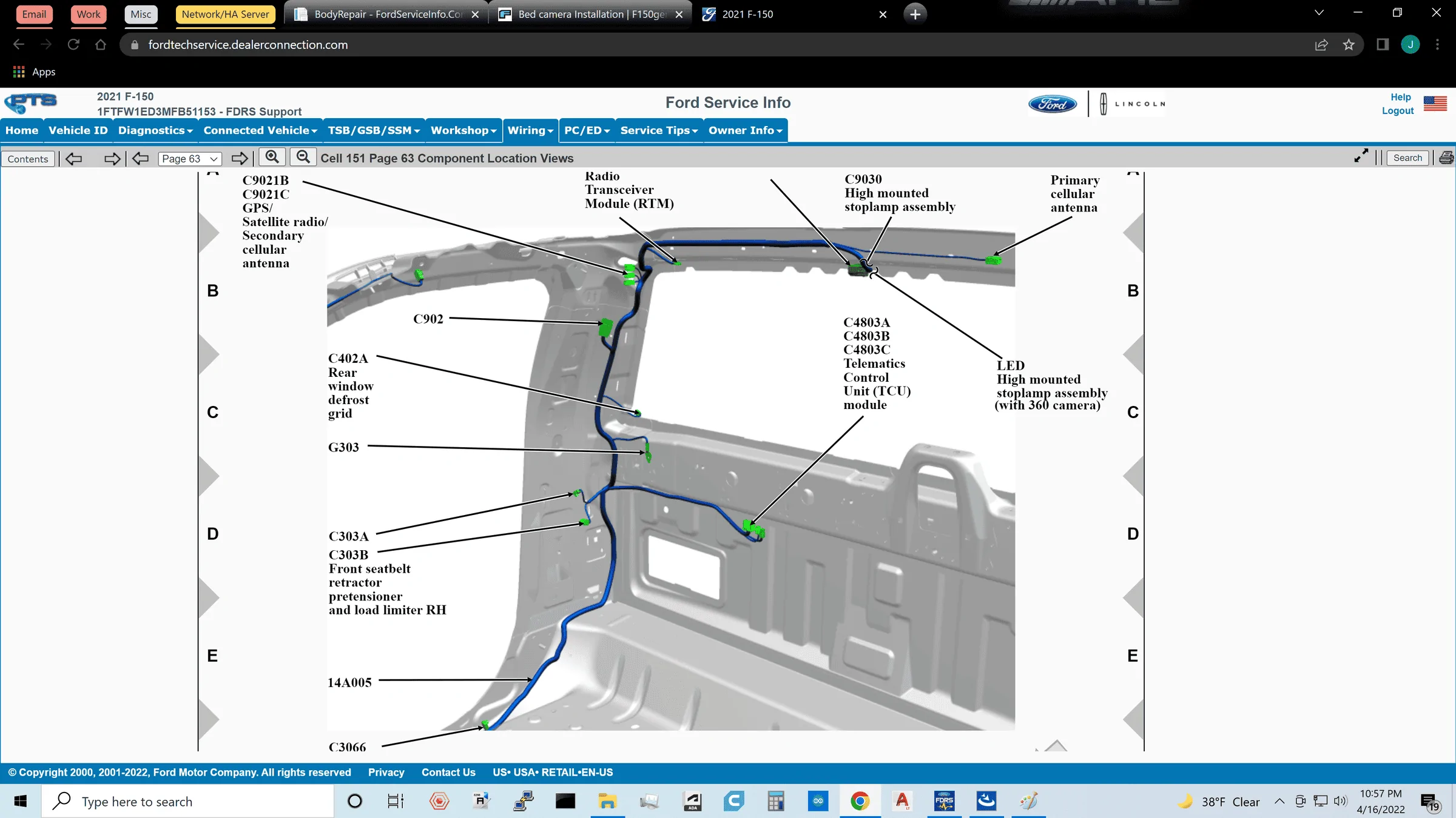 Ford F-150 Bed camera Installation FDRS