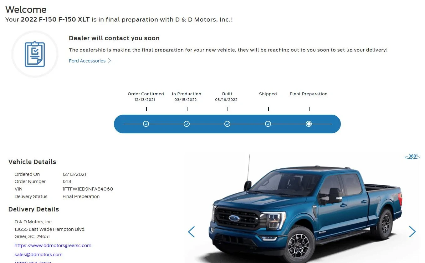 Ford F-150 3/14/2022 Build Week finalshipped