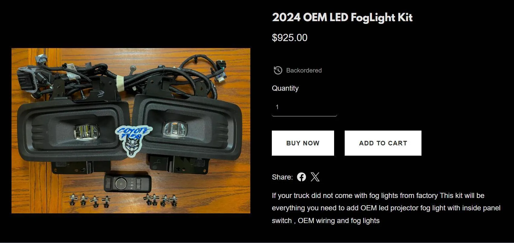 Ford F-150 2024 RCSB build Fog Lights