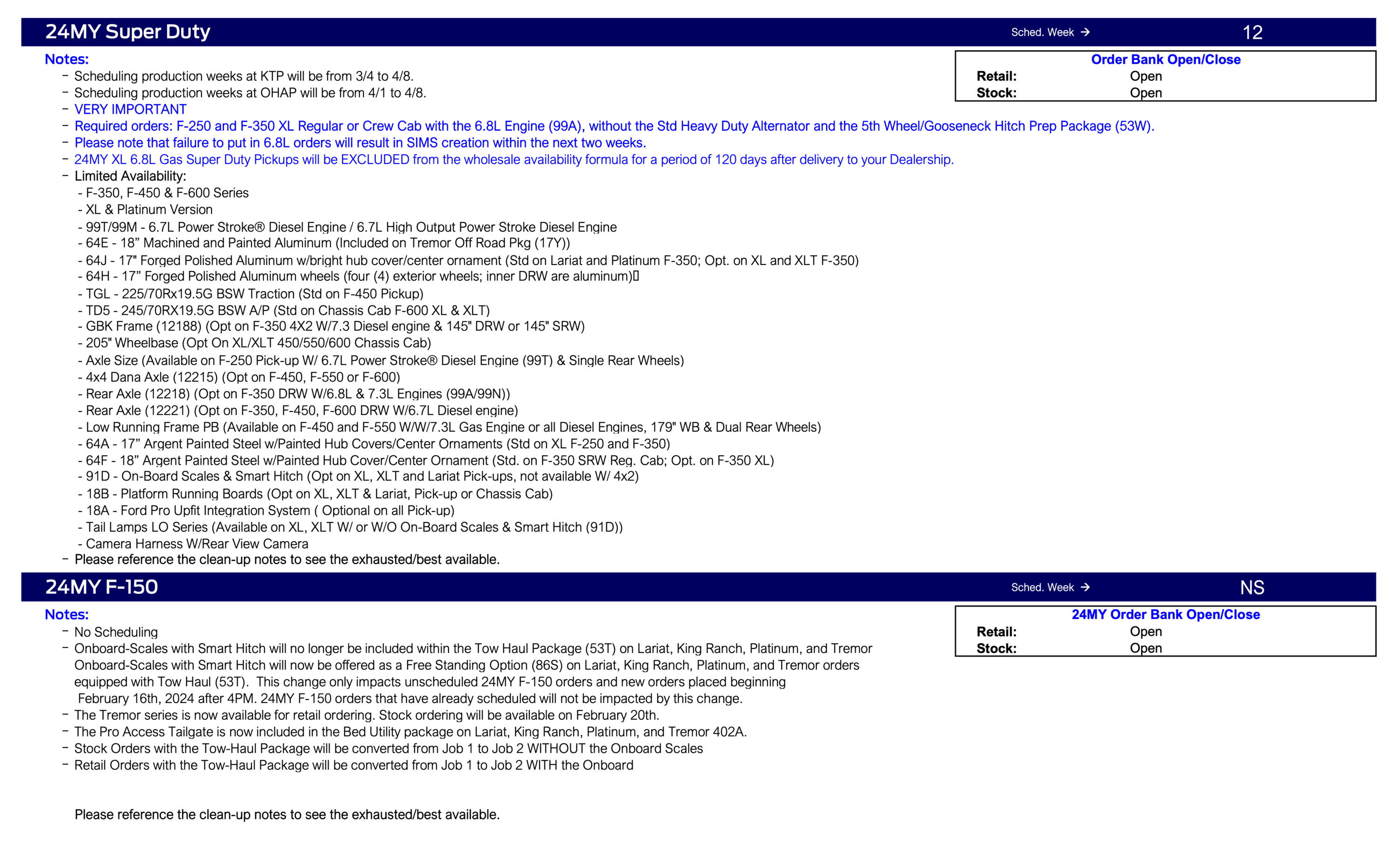 Ford F-150 2024 F-150 No Scheduling This Week (2/22/24) Ford Scheduling Notes - 2.19.24-4